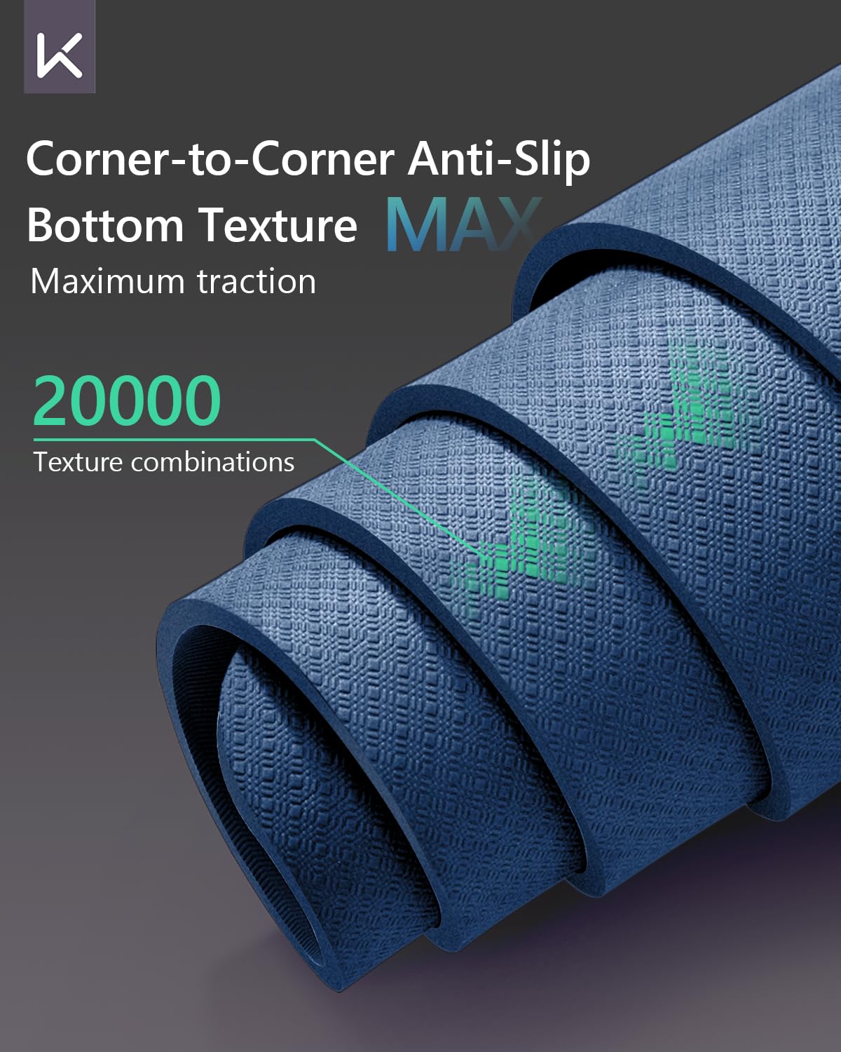 KEEP Large Yoga Mat 79"x39" for Men, 7mm Extra Thick & Oversized Exercise Mat, Non-Slip TPE Workout Mat for Home Gym, High-Density Anti-Tear Fitness Mat for Tall Users, Blue