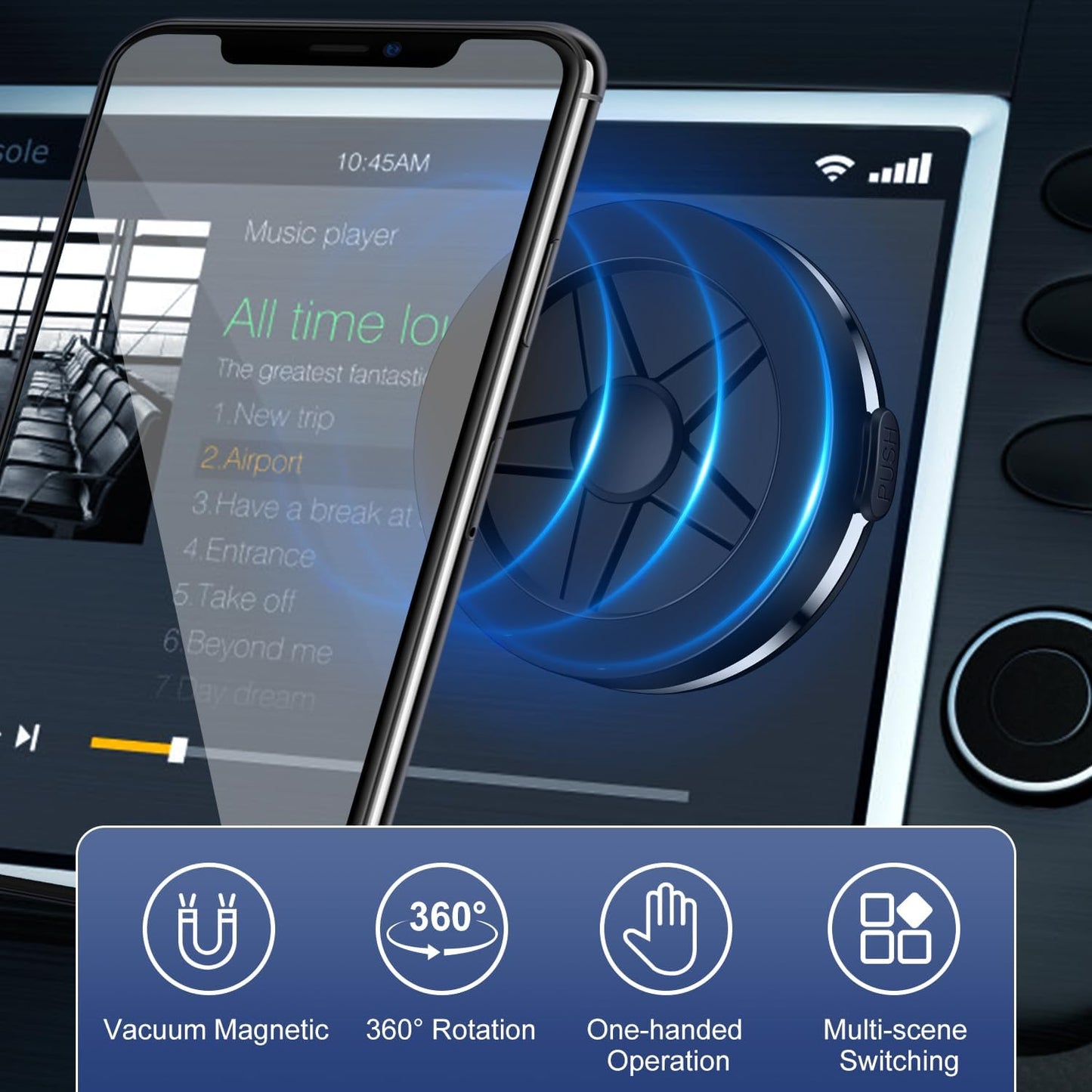 ACCTOLF 12/13/14/15 Magnetic Suction Phone Mount, Magnetic Car Suction Cup Holder for Car/Gym/Mirror/All Smooth