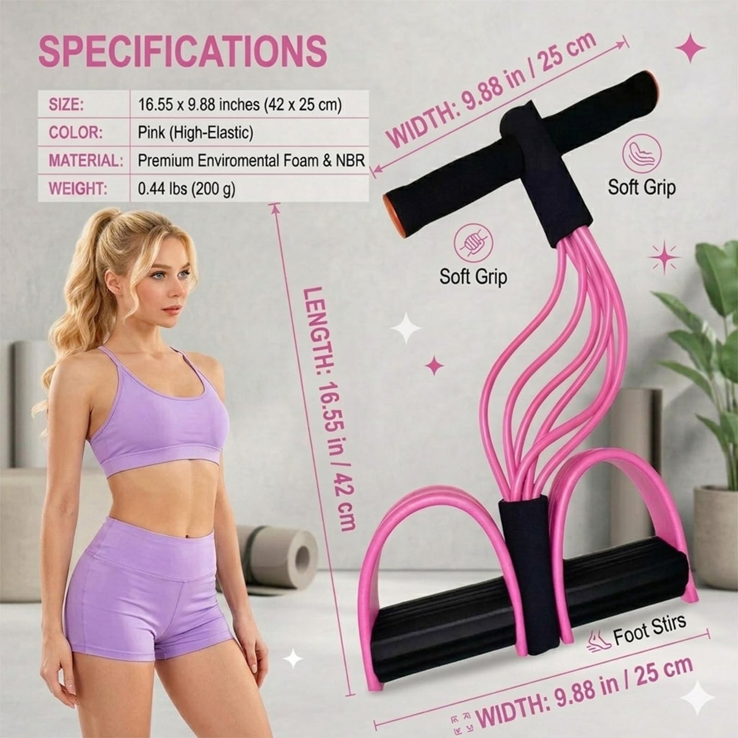 JQTEOYW Pedal Resistance Band with Handle, Pedal Puller Resistance Band, Upgraded 6-Tube Natural Latex Exercise Bands for Full Body Workout, Tummy, Waist, Arm, Leg Slimming, Pilates Exercise