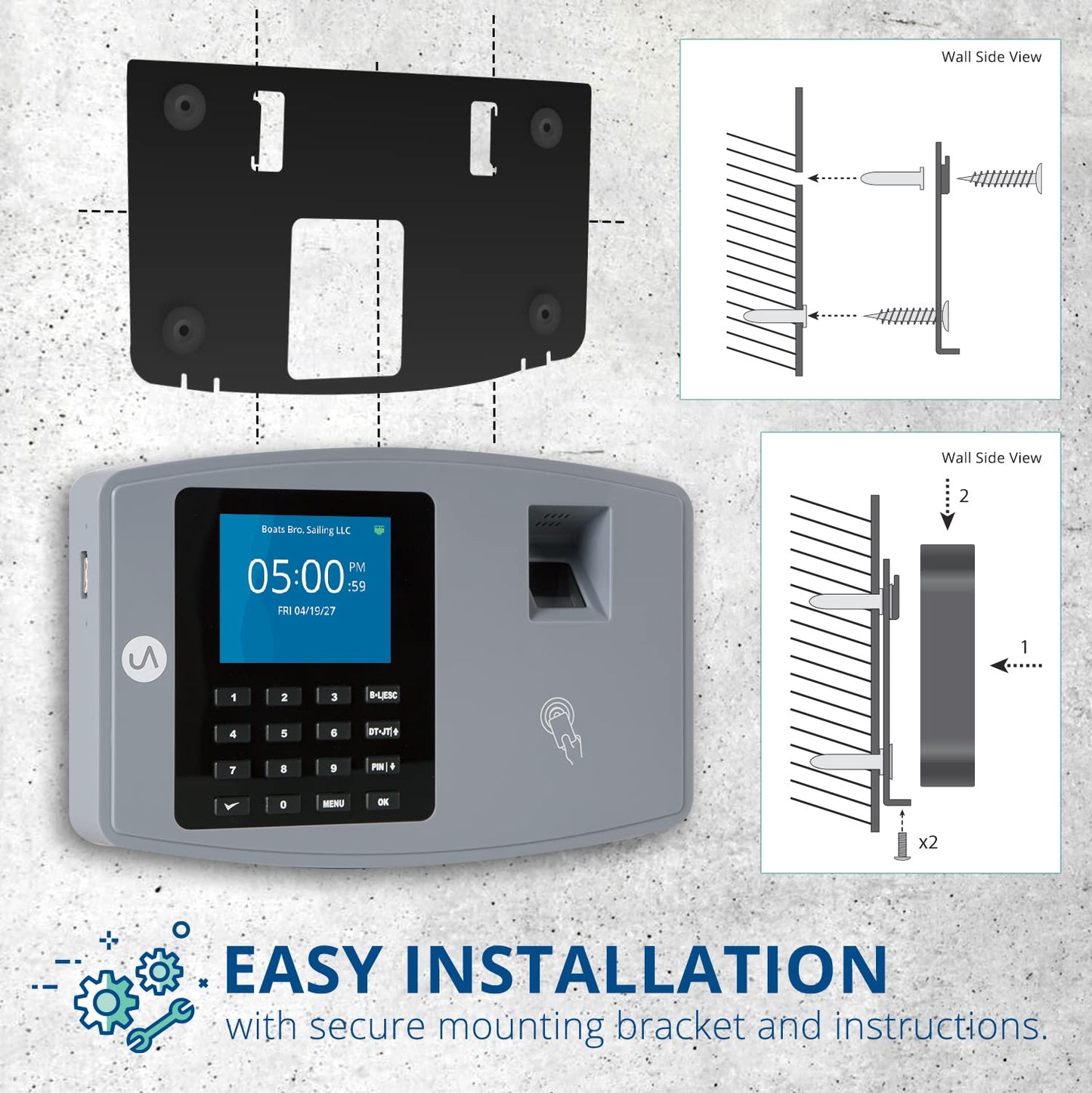uAttend BN6700 Biometric Time Clock System for Small Business with Cloud-Based Employee Timecards