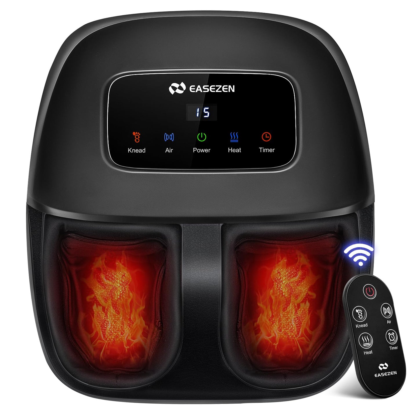 EaseZen Foot Massager Machine with Heat, Shiatsu Foot Massager with Remote, 2026 Upgraded Deep Kneading, for Plantar Fasciitis, Neuropathy, Birthday Gifts for Women Mom Men Dad, Up to Foot Size 14