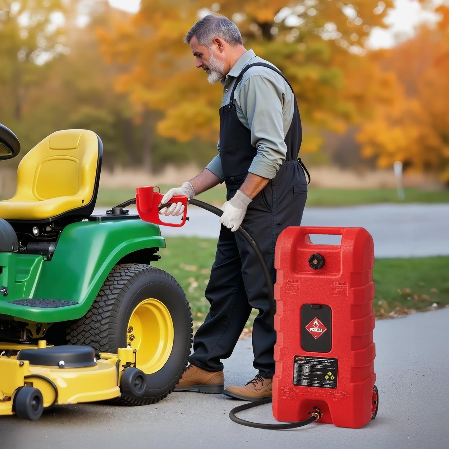 VEVOR Fuel Caddy, 15 Gallon, Fuel Tank Container with Gravity & Hand Pump Modes, Portable Fuel Tank with Wheels, 10 ft Delivery Hose & Manual Pump, Gas Caddy for Motorboats, ATVs, Gasoline & Diesel