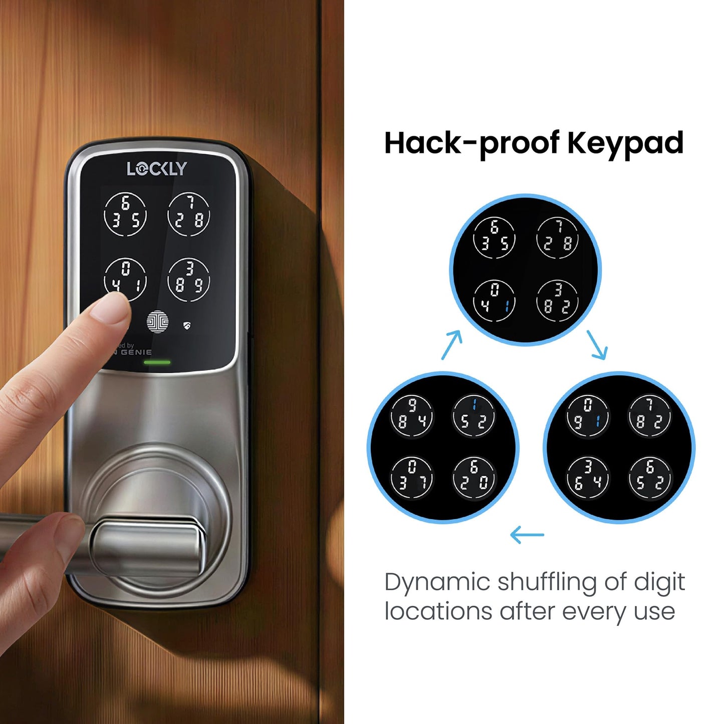 Lockly Secure Pro Smart Lock Wi-Fi, Keyless Entry Digital Keypad Door Lock, 3D Biometric Fingerprint Sensor Front Door with Handle, Voice Control & Auto Lock - Latch Edition