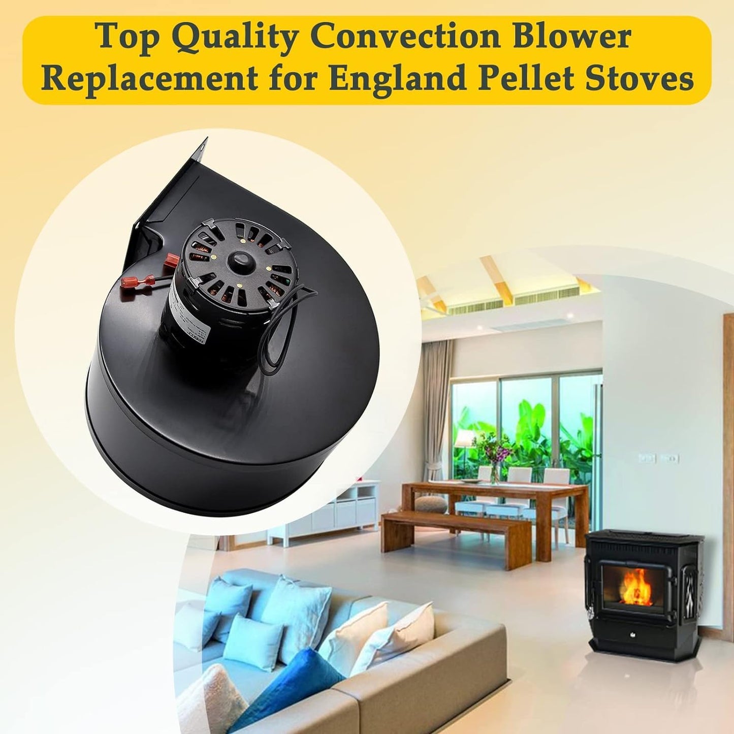 Criditpid PU-076002B Exhaust Blower & PU-4C447 Convection Blower Fan Kit for Englander 25-PDV, 55-SHP22, 55-TRP22 Pellet Stoves.