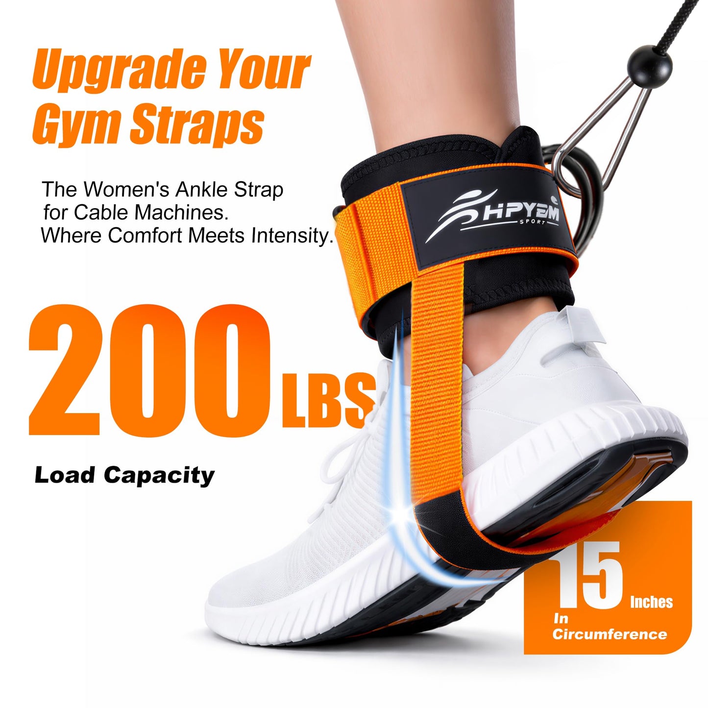 HPYGN Ankle Strap for Cable Machine, Padded Ankle Straps for Cable Machine Kickbacks, Glute Workouts, Leg Extensions, Curls, Booty Hip Abductors Exercise, Adjustable Comfort Ankle Cuff for Gym