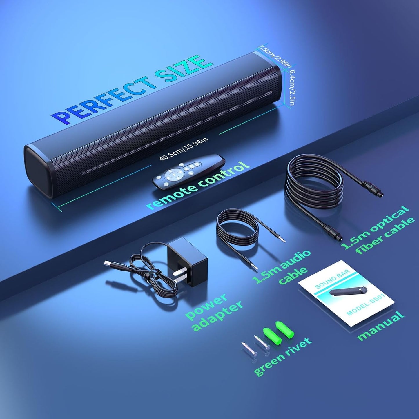 Jierben 50W Sound Bar for Smart TV, Sound Bar, Bluetooth Soundbar for TV, Surround Sound Speakers