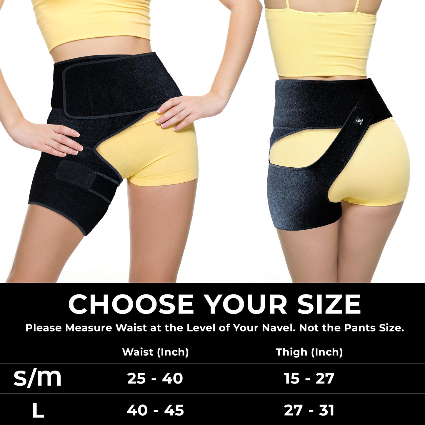 Boxiki Hip Brace for Sciatica Pain Relief - Adjustable Groin Compression Wrap Support for Thigh, Hamstring, Arthritis, Bursitis and Injuries - Sciatic Nerve Brace for Men & Women for Left Leg - Large