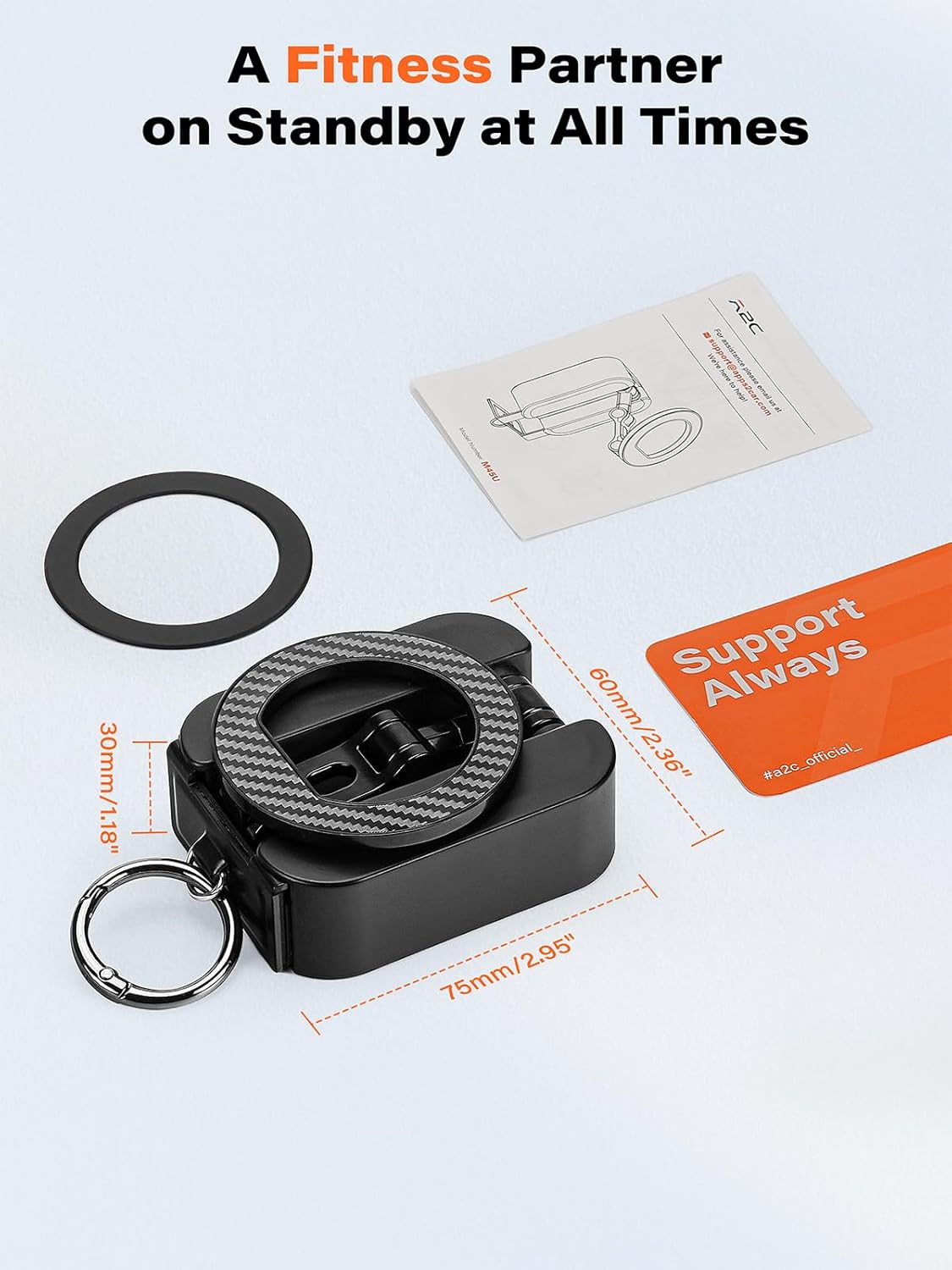 A2C 3-in-1 [20x N52] Magnetic Phone Holder for Gym, Strong Magnets Attach to Metal Surface, Portable Phone Mount