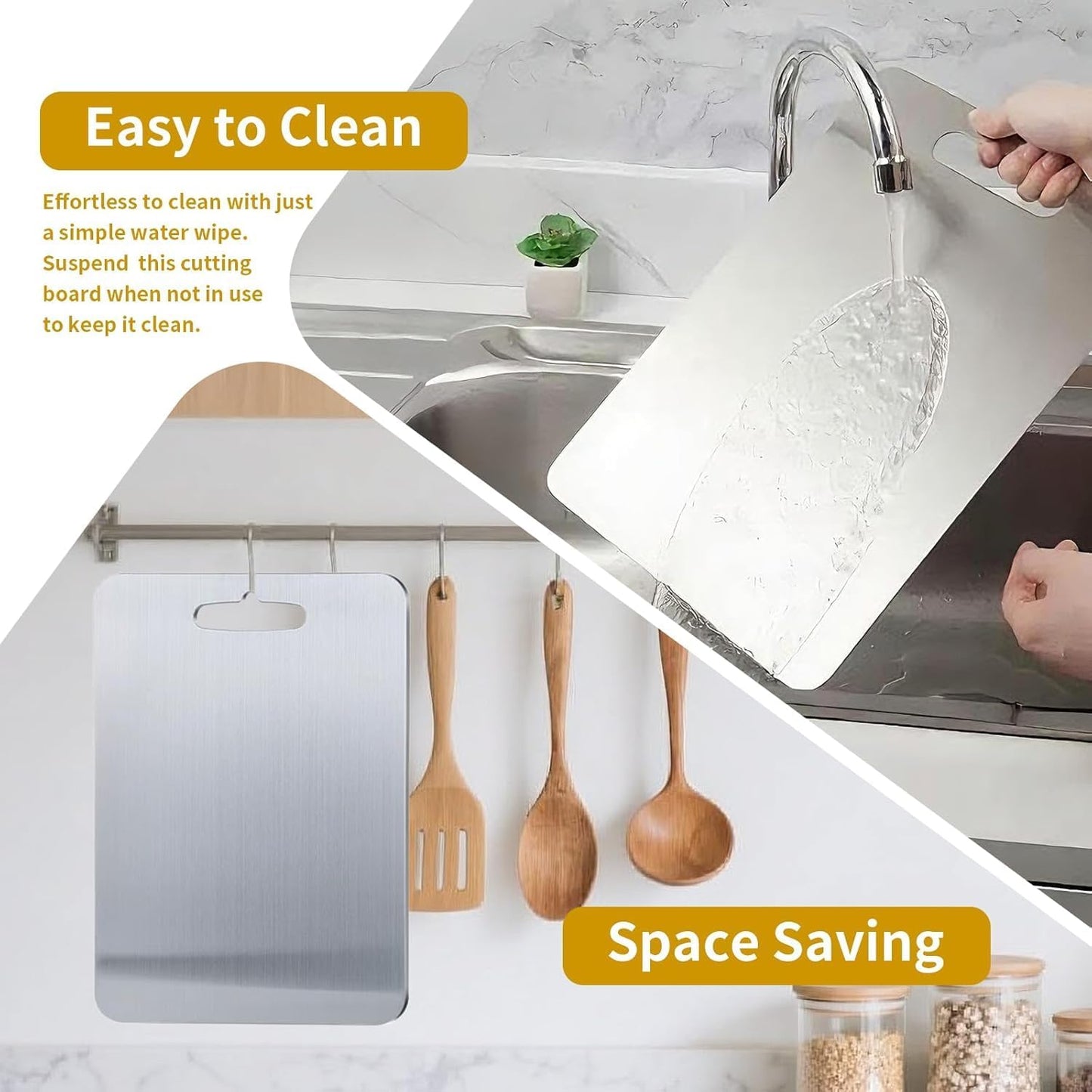Titanium Cutting Boards - 2025 Upgrade 100% Pure Titanium Cutting Boards For Kitchen, 1 Pack Double-sided food-grade Cutting Board, Easy to Clean (12 * 9INCH)