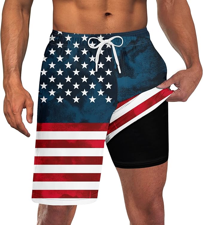 Goodstoworld Mens Swim Trunks with Compression Liner 9'' Inseam Quick Dry Swimsuit Shorts M-3XL