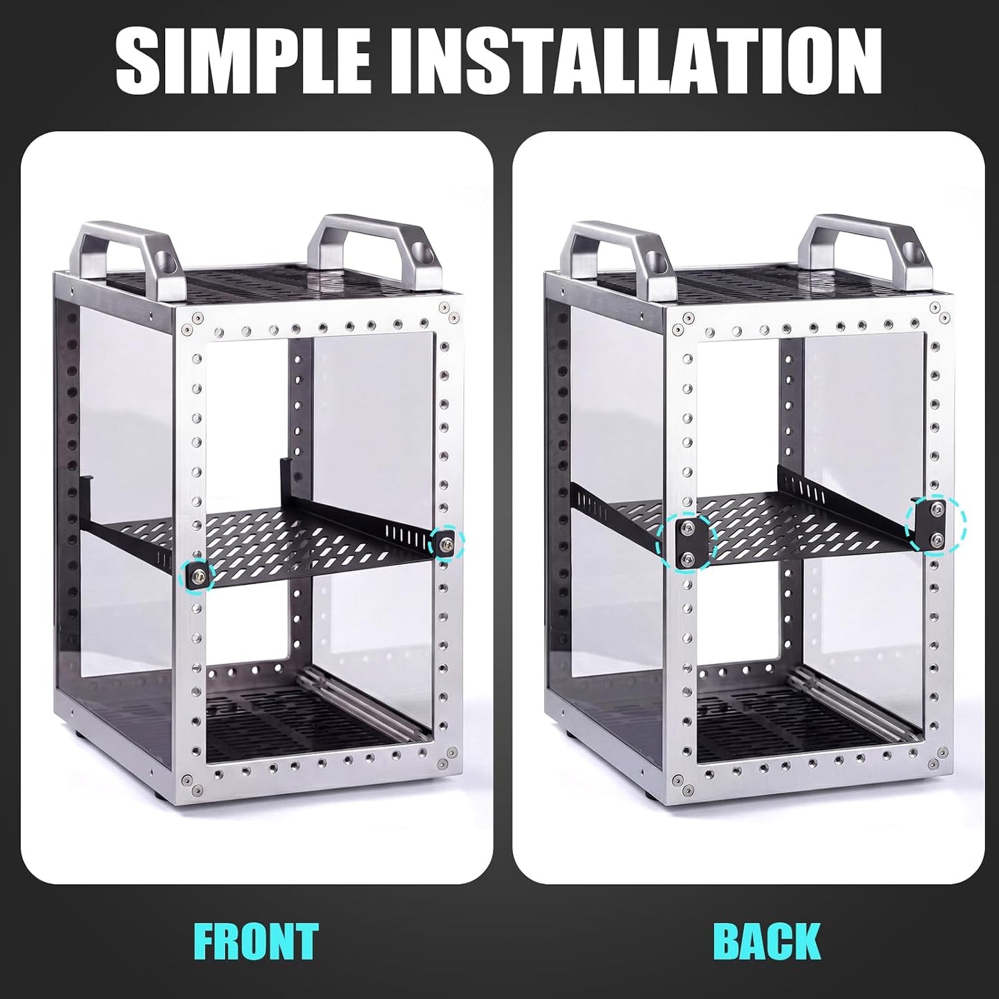 ElaraBerry 1 Pack 0.5u 7.87" 10" Server Rack Shelf Deep Ventilation Rackmount Cantilever Tray Bracket for Network