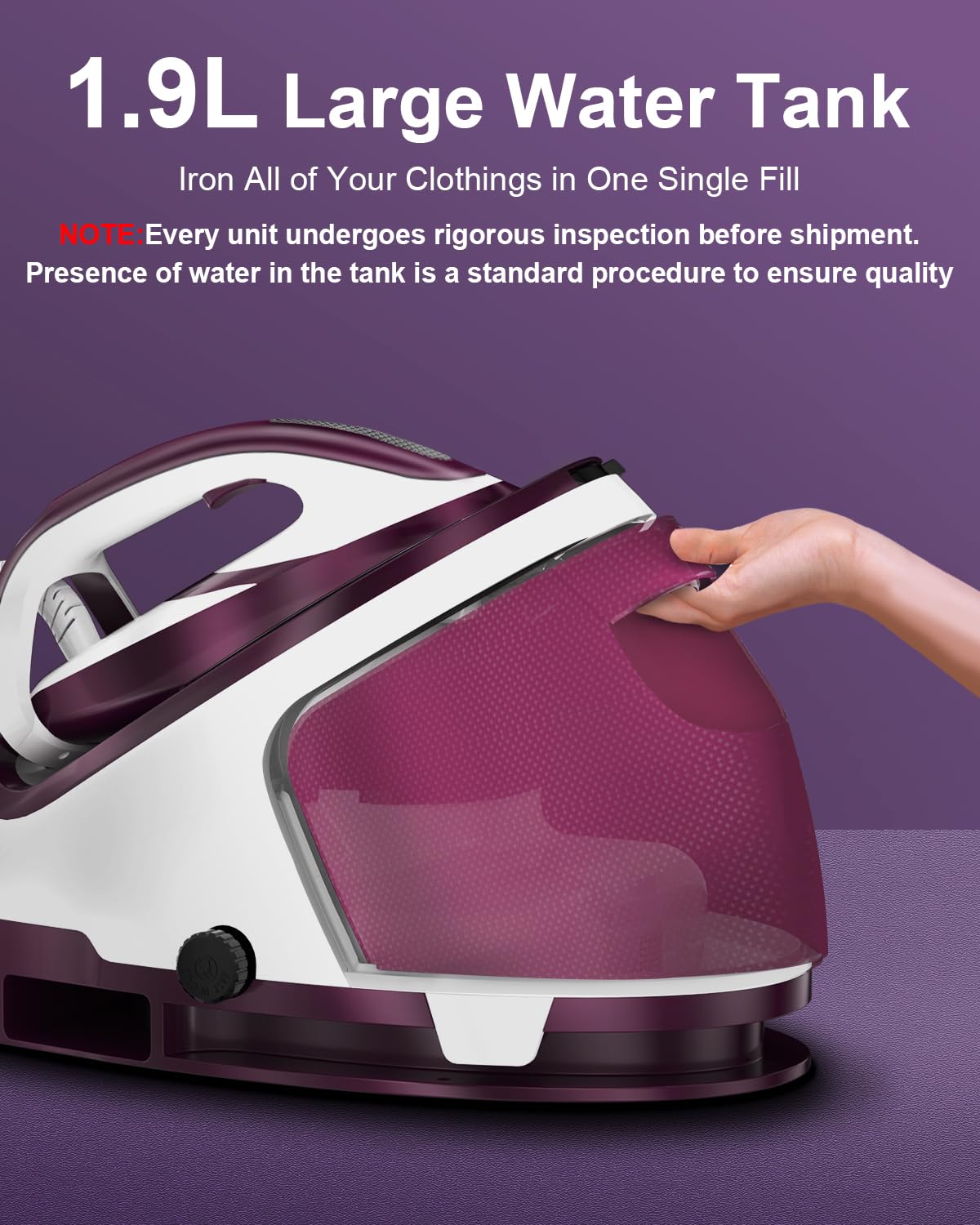 Martisan Steam Generator Iron for Clothes, LED Steam Station, 1800W Power, 8 Bar Max Pressure, 1.9L Water Tank, 550g/min Steam Burst, Auto Off, Ceramic Soleplate, Fast Wrinkle Removal, Purple