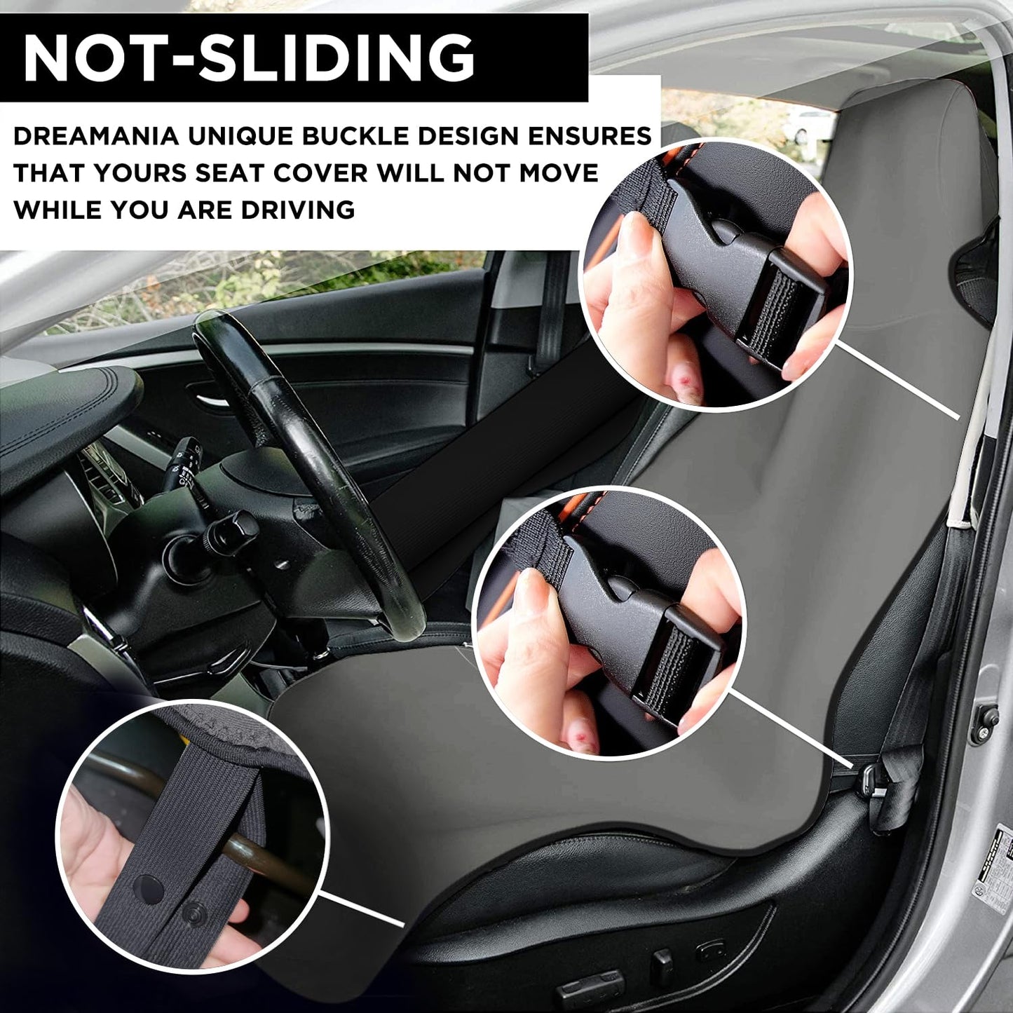 DREAMANIA Waterproof Seat Cover, Upgraded Sweat Carseat Protector, Perfect for Universal Anti-Slip Car Truck SUV Seat, Ideal for Surfing Yoga Gym Workout, Grey