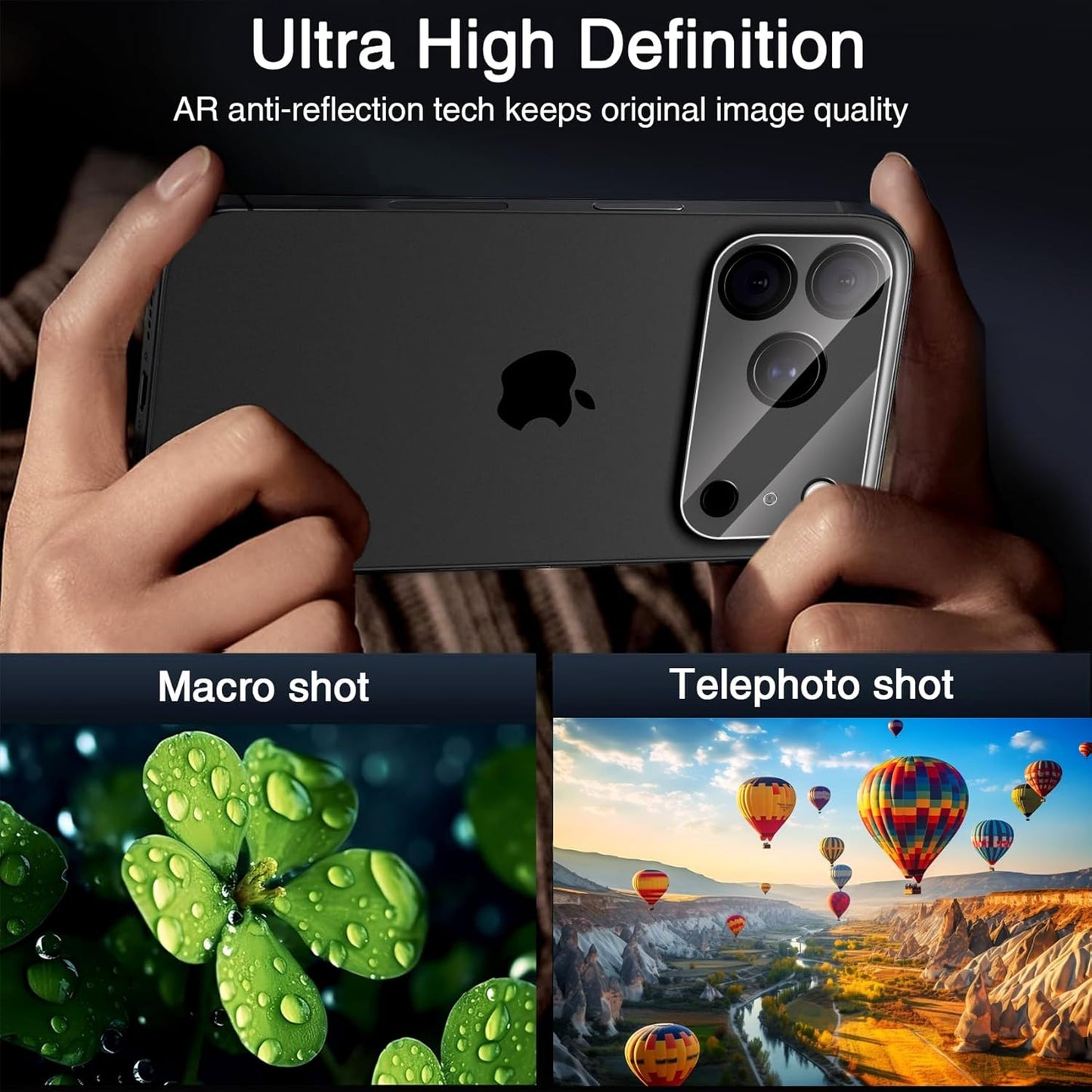 3 Pack 17 9H Wiaocit Tempered Glass Camera Lens Protector for iPhone Pro Max, Hardness, Anti-Scratch, Case Friendly