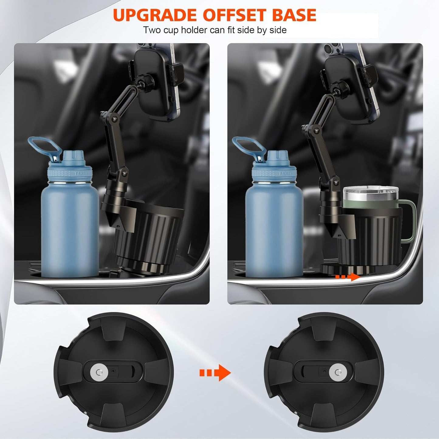 2 Pack 2 1 360 4-7 Newlest in Phone Mount for Car Cup Holder with Adjustable Base, Phone Holders for Car Cupholder, No