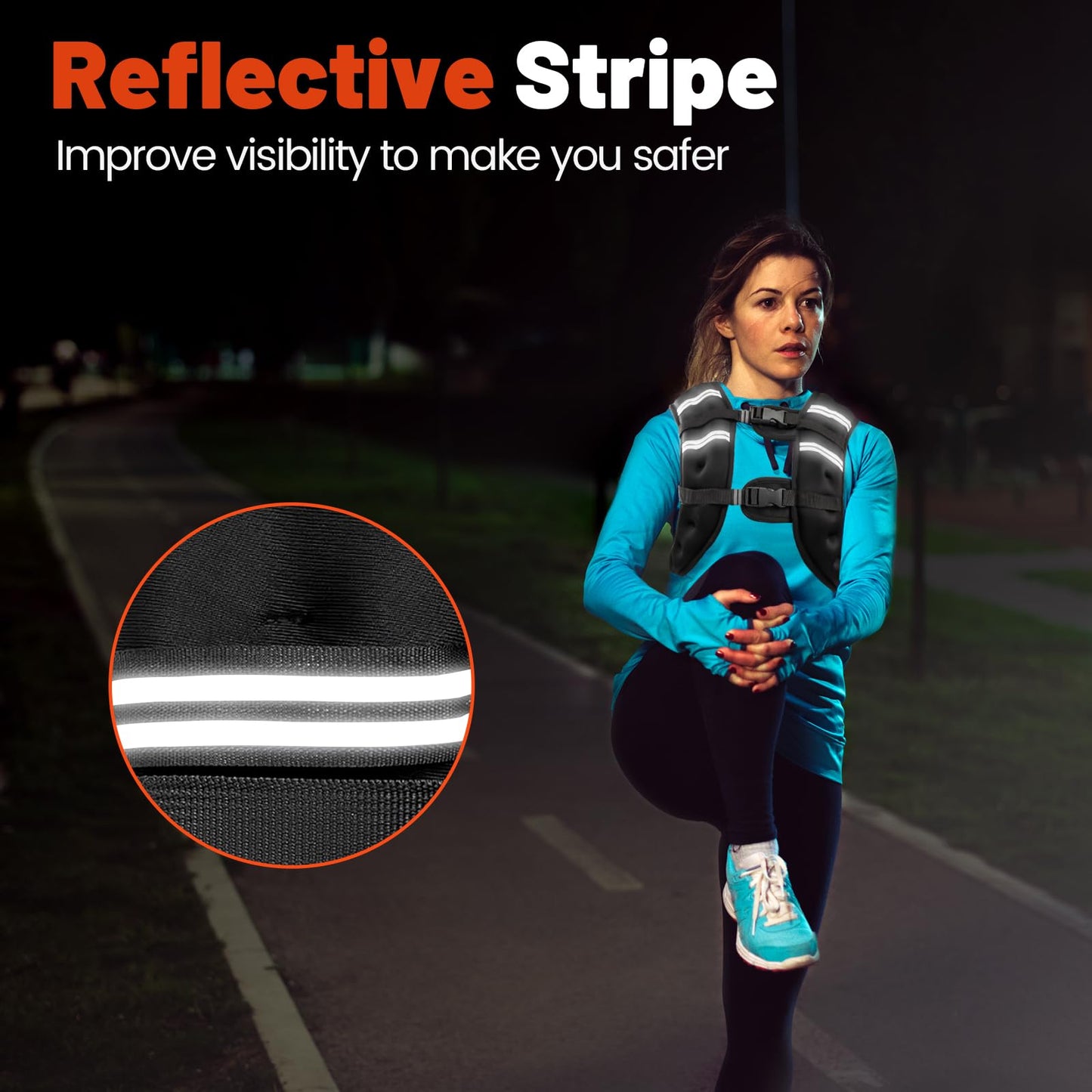 Poudee Weighted Vest, 20LB Weight Vest for Men Women, Body Weight Vests Adjustable with Reflective Stripe for Strength Training, Running, Training Workout, Jogging, Walking - 20LB