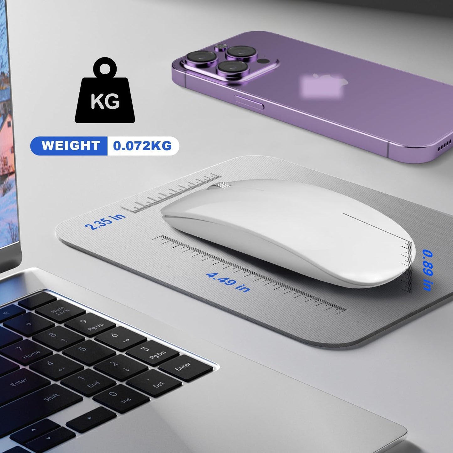 DC 5 1 Wireless Mouse, in Bluetooth USB C Rechargeable Mouse for Laptops Disktops Tablets Compatible with Apple MacBook