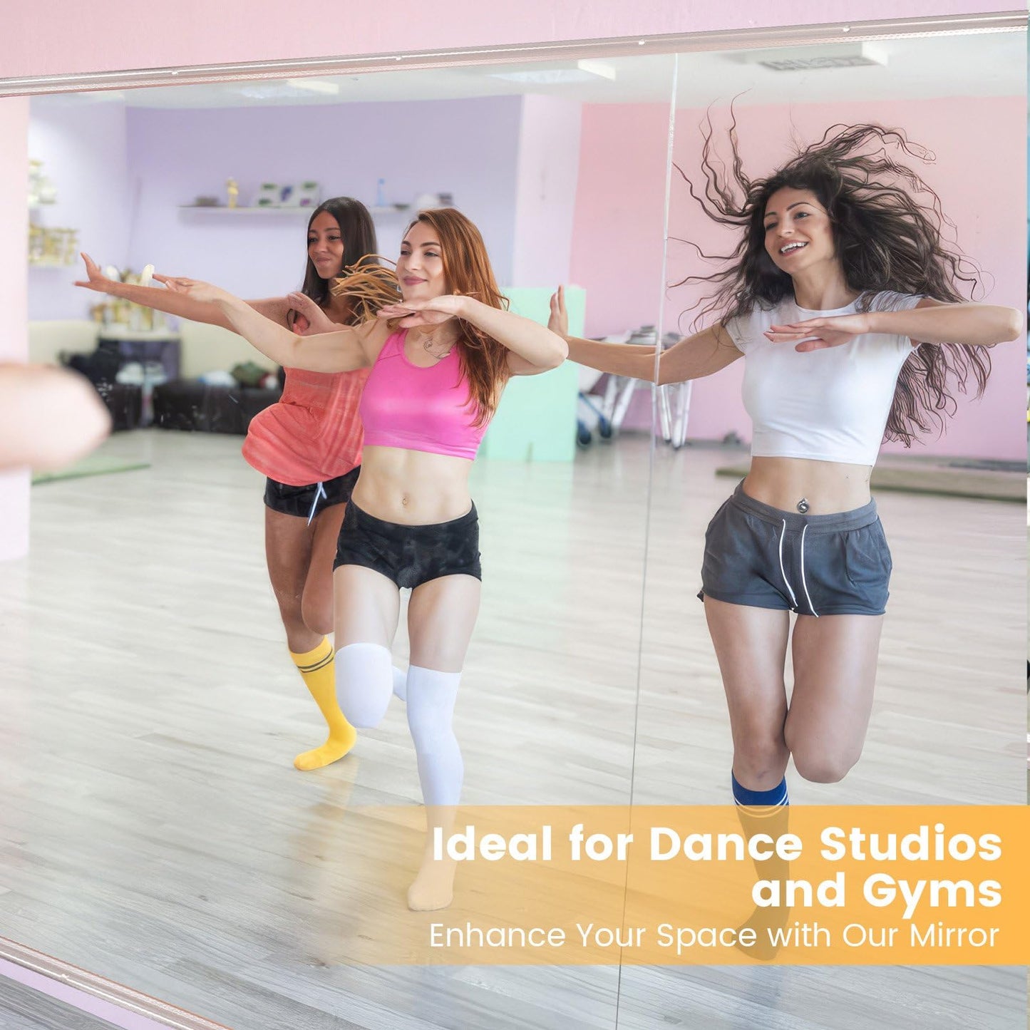Amorho Gym Wall Mirror, 56''x24''(Each)-2PCS Frameless Full Body Mirror for Gym, Tempered Glass, Yoga Studios, Dance Rooms, Garage Gyms.