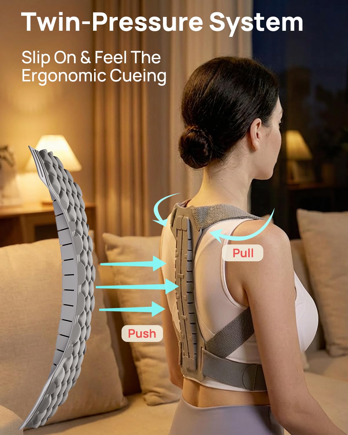 OFIR Upper Back Posture Corrector for Women, After-Work Sofa Reading Support, Twin-Pressure System Back Straightener Posture Brace For Women, 3D Diamond Breathable Cushioning,High-Elastic Straps
