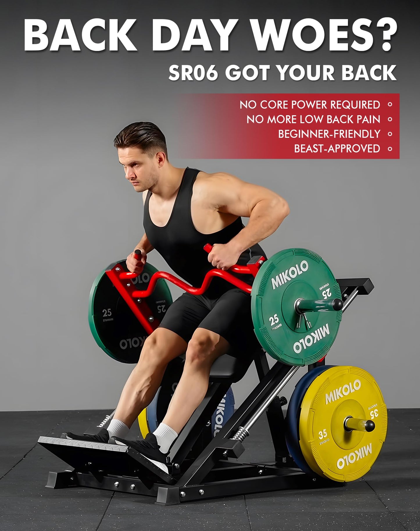 Mikolo Linear Row Machine, Back Workout Machine for Home Gym, Plate-Loaded Back Machine with Linear Bearing, Back Row Machine LAT Training Equipment SR06 Ultra(Machine Only)