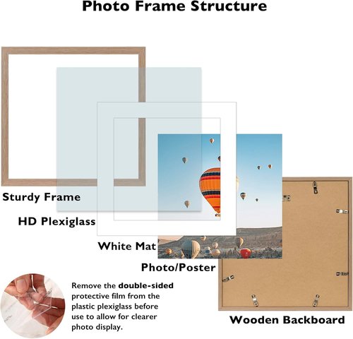JCJMY 20x20 Picture Frame - Rustic Brown with 16x16 Mat | Shatter Resistant Plexiglass Display