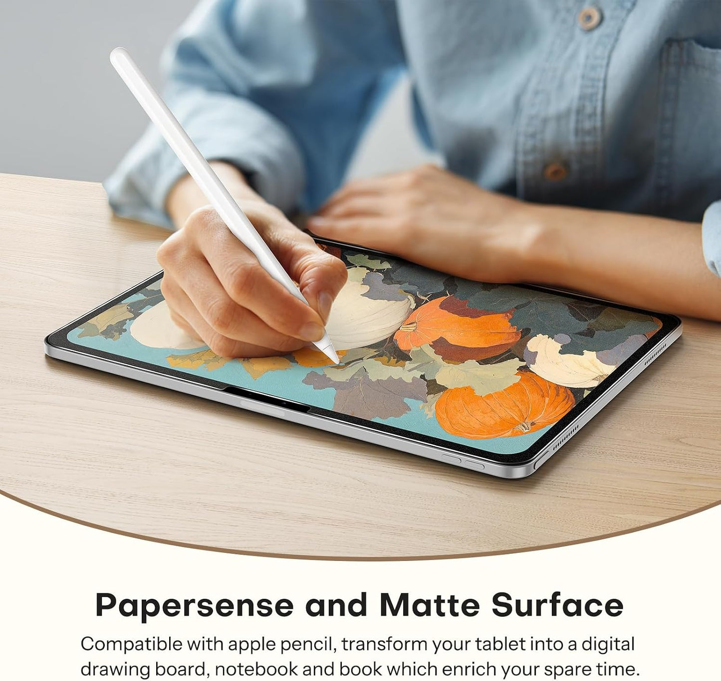 11 Inch 6/5th M5 2025/M4 2024, OMOTON PAPERSENSE Paper Screen Protector for iPad Pro Gen Write like on Paper, Matte