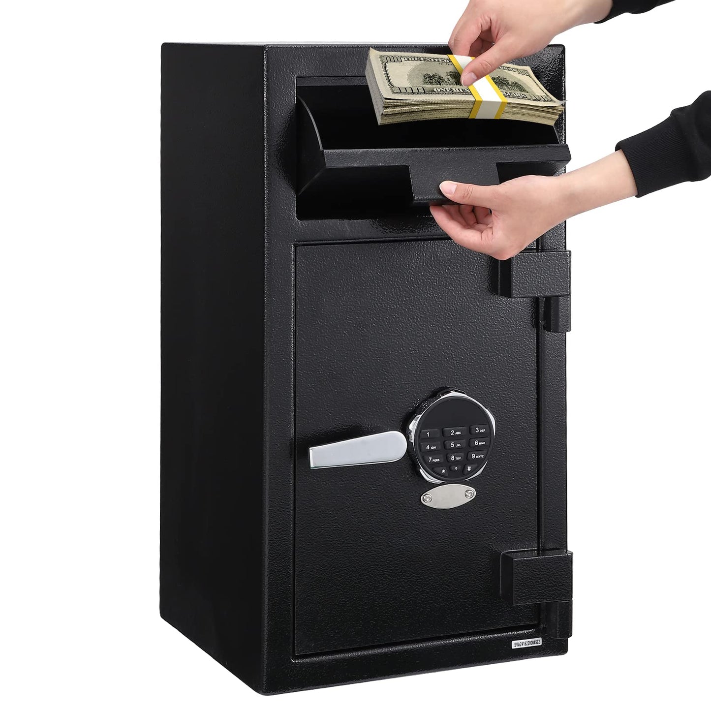 Fireproof Depository Safe with Drop Slot, Electronic Anti-Theft Drop Safe for Business with Programmable Numeric Keypad Lock and Spare Keys, Cash Drop Safe Box for Office Home Retail Store