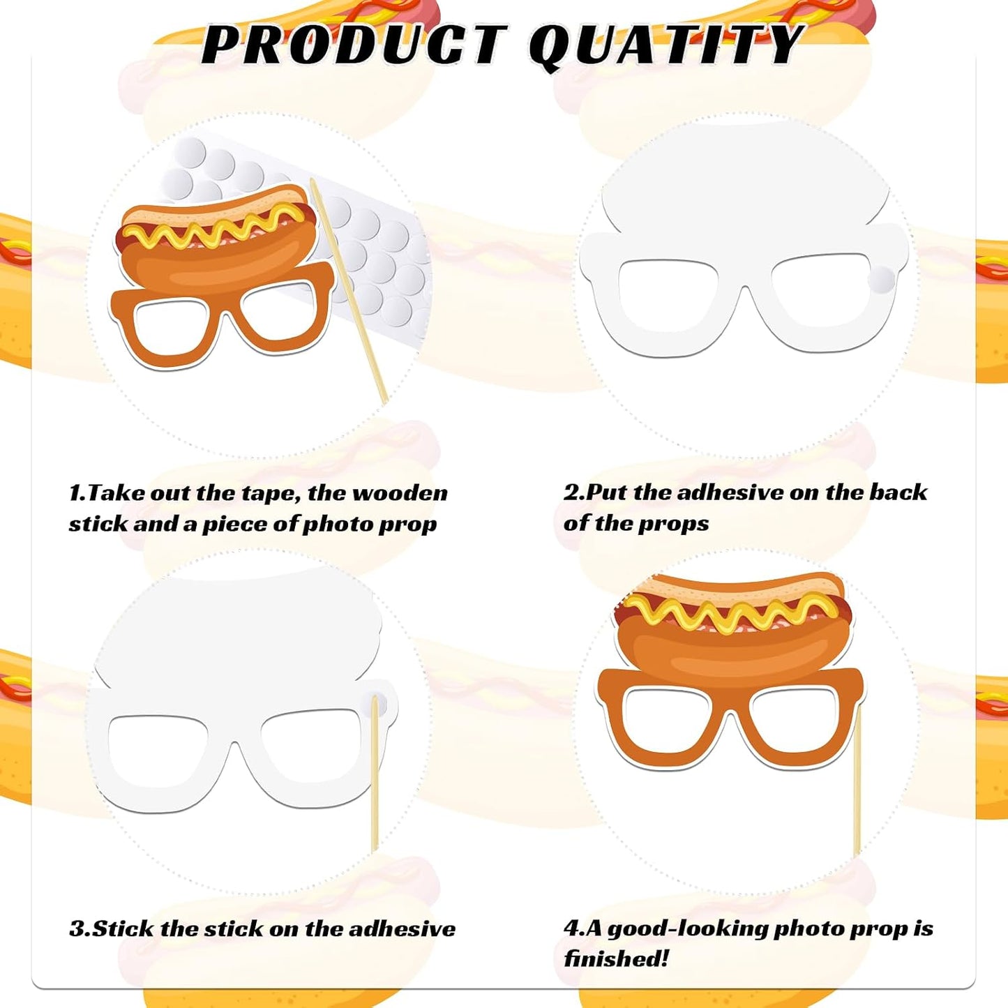 BOBYIYI 25pcs Hotdog Photo Props Hot Dog Party Decorations Hot Dog Bar Fiesta Celebration BBQ Party Fun Food Sausage