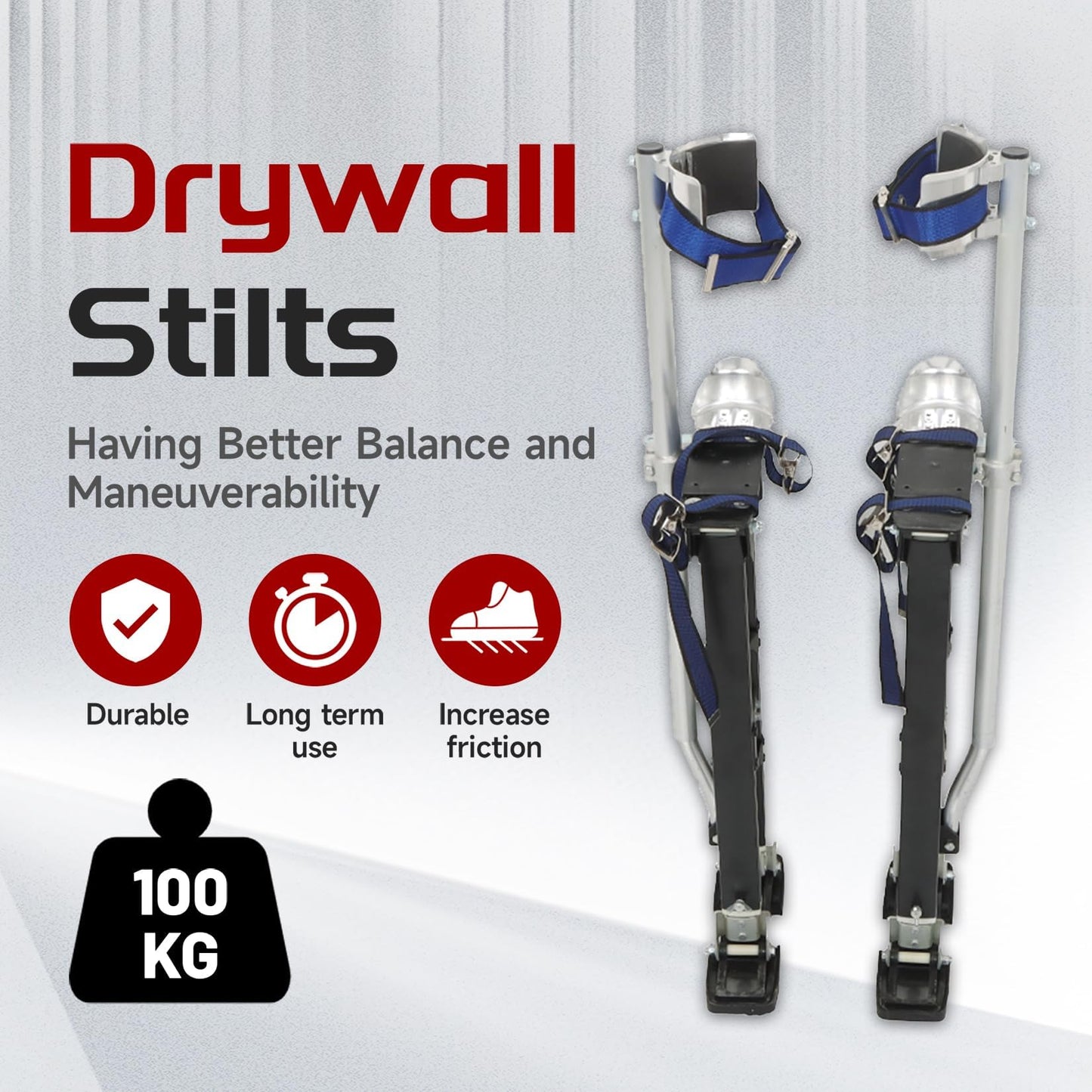 findmall 24-40 Inch Drywall Stilts Grade Adjustable Auminum Tool Stilt for Painting or Cleaning - Black