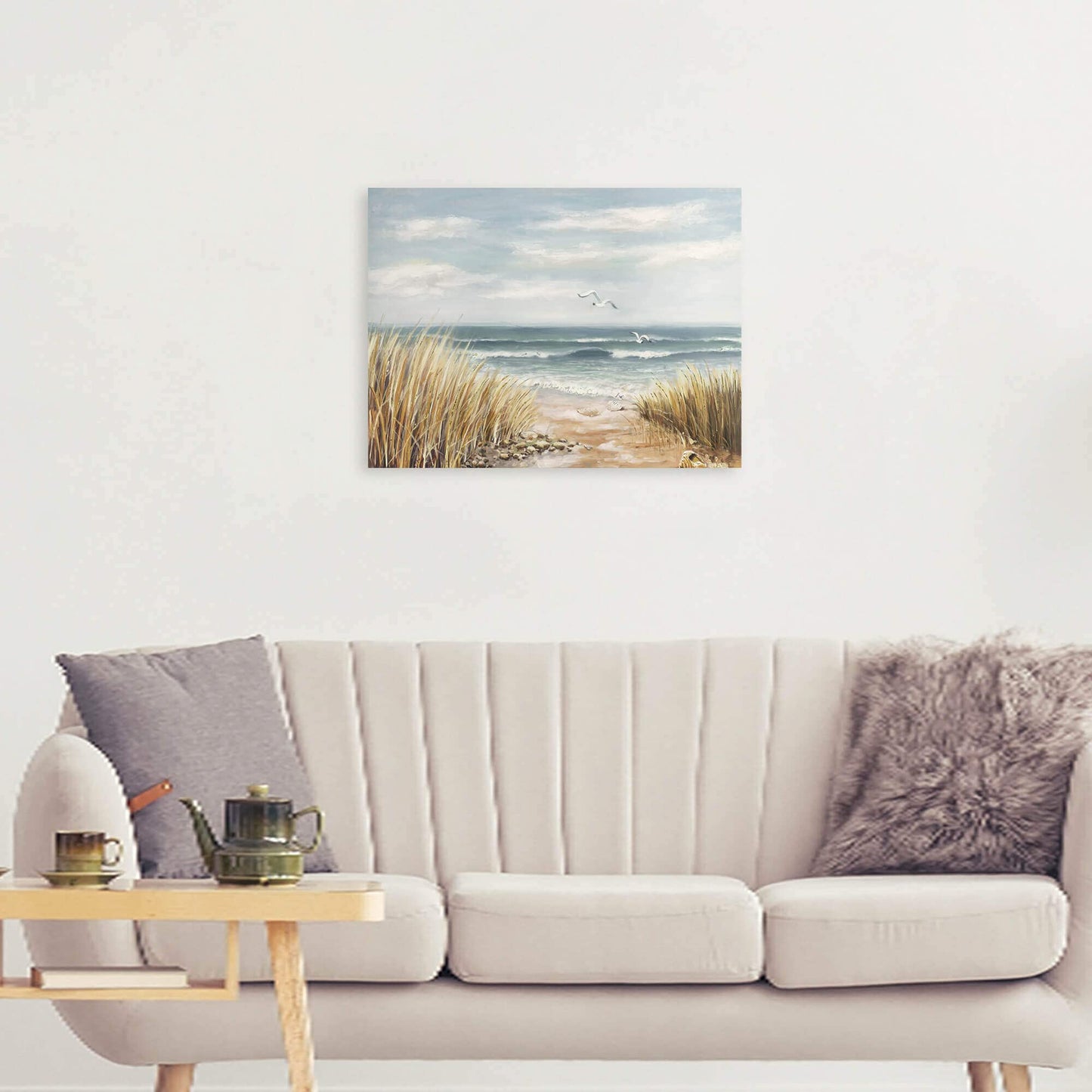 summer melody Coastal Painting Art Ocean Picture - Abstract Seascape Canvas Beach Artwork Modern Seashore Prints for Bedroom Living Room