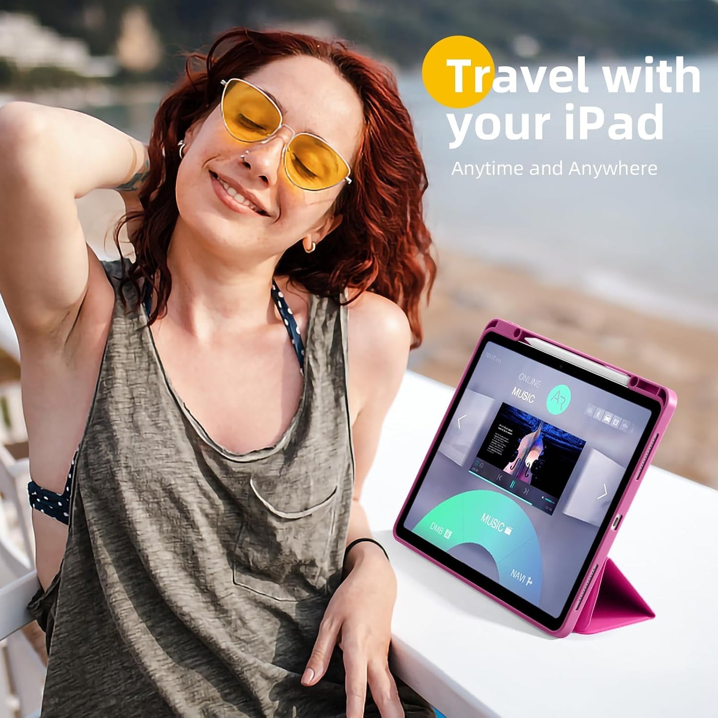Akkerds 13 Inch (M4/M3/M2) 2026/2025/2024 13 Compatible for iPad Air Case with Pencil Holder, Trifold Stand Protective