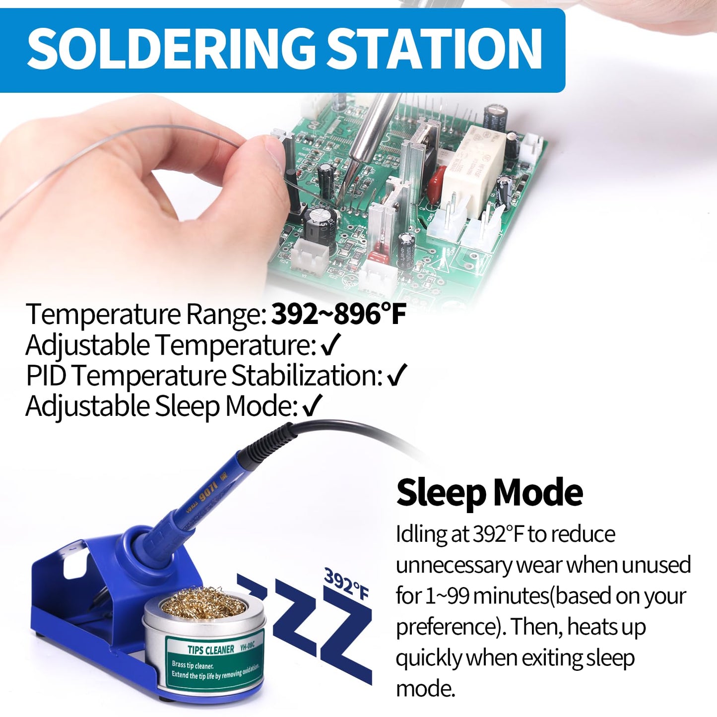 YIHUA 862BD+ SMD ESD Safe 2 in 1 Soldering Iron Hot Air Rework Station °F /°C with Multiple Functions