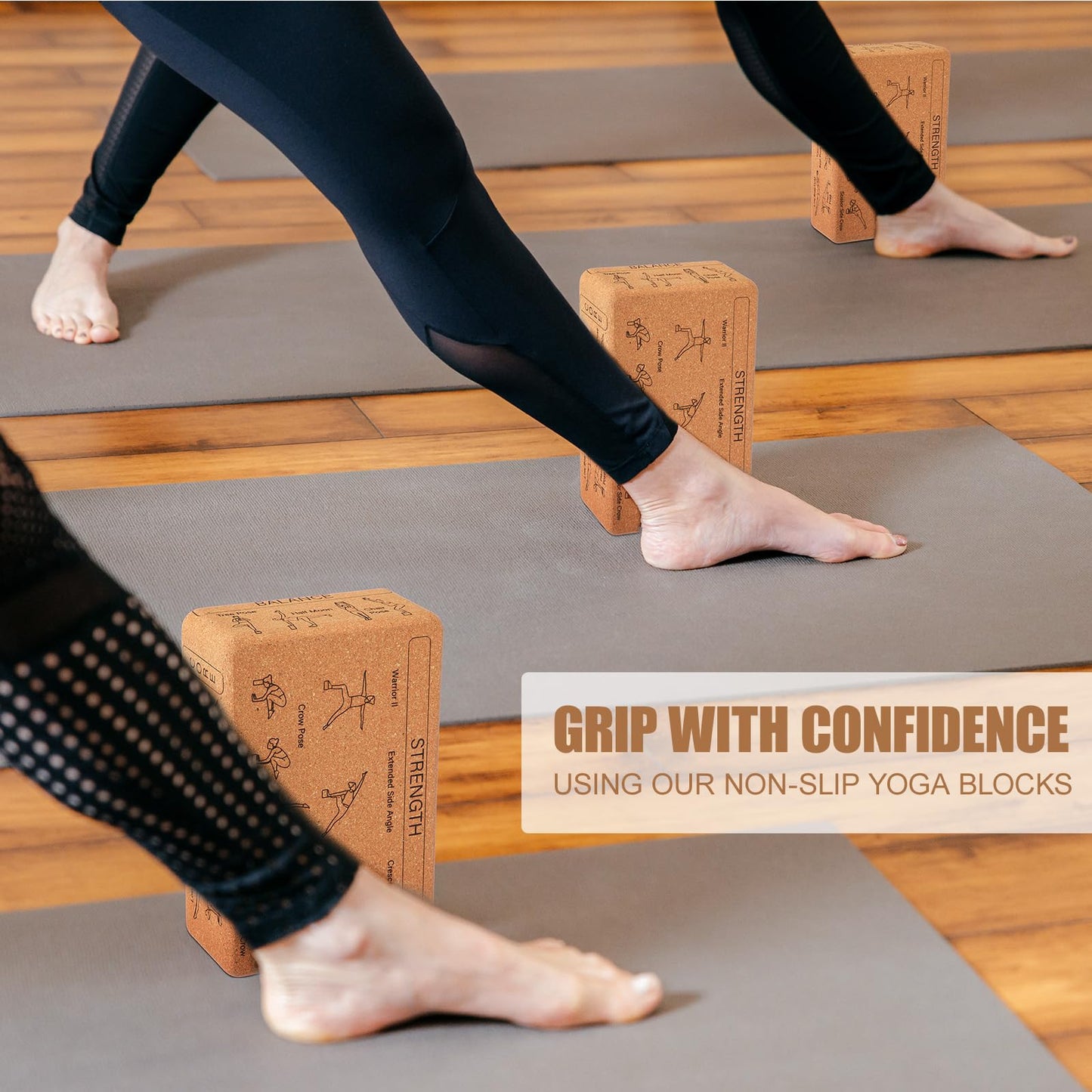 Halloscume Cork Yoga Blocks 2 Pack Yoga Poses Teaching Cork Blocks, Suitable Poses for Beginners and Experts High Density Block with Non Slip Surface for Better Support, Balance Comfort (Beige)