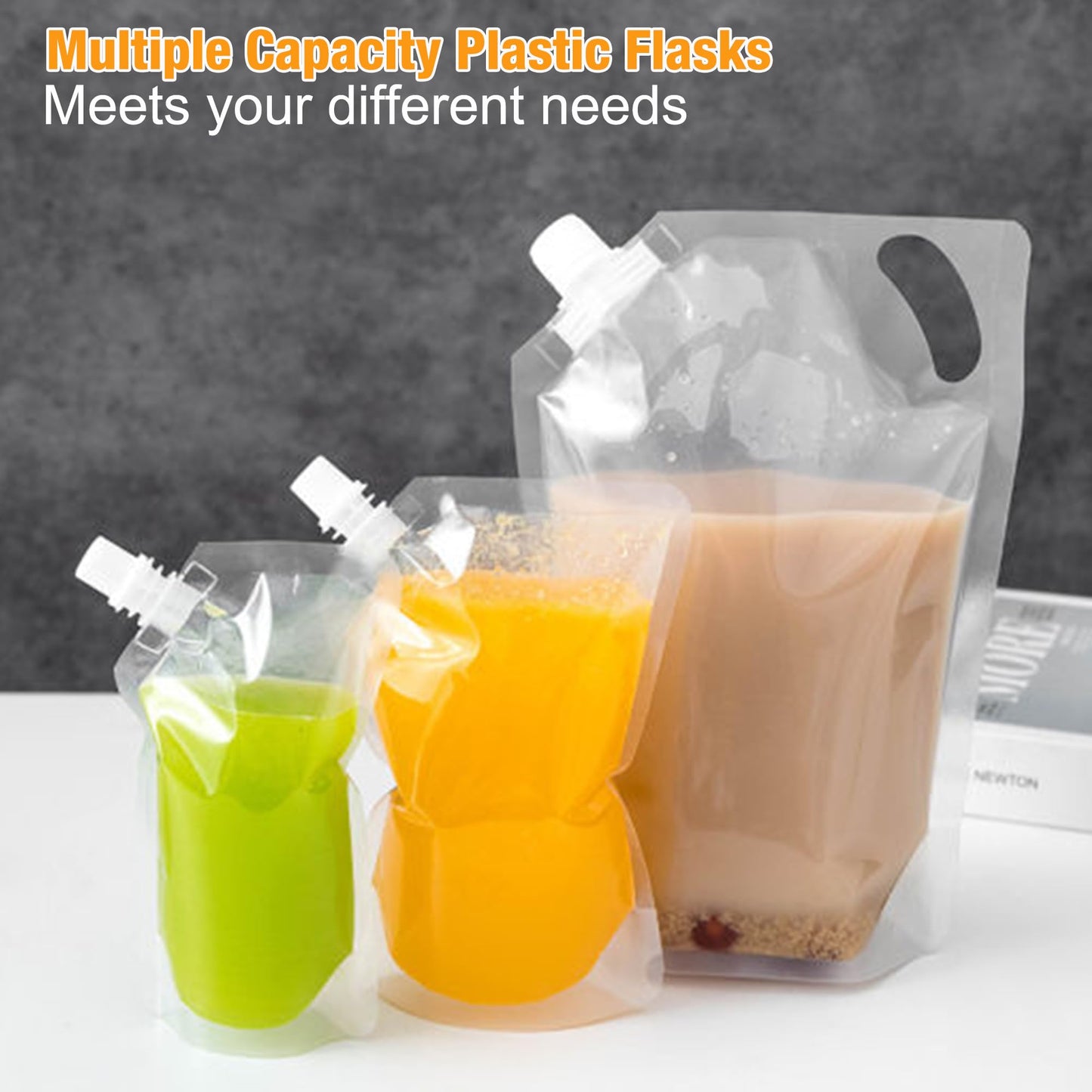 Plastic Flasks, AIDOIT Reusable Cruise Flask Pouches Leak-Proof Flask Pouches Juice Bags for Travel, Concerts, Outdoor Sports Camping (17 Pcs,8oz x6,16oz x6,32oz x4,Funnel Kit)