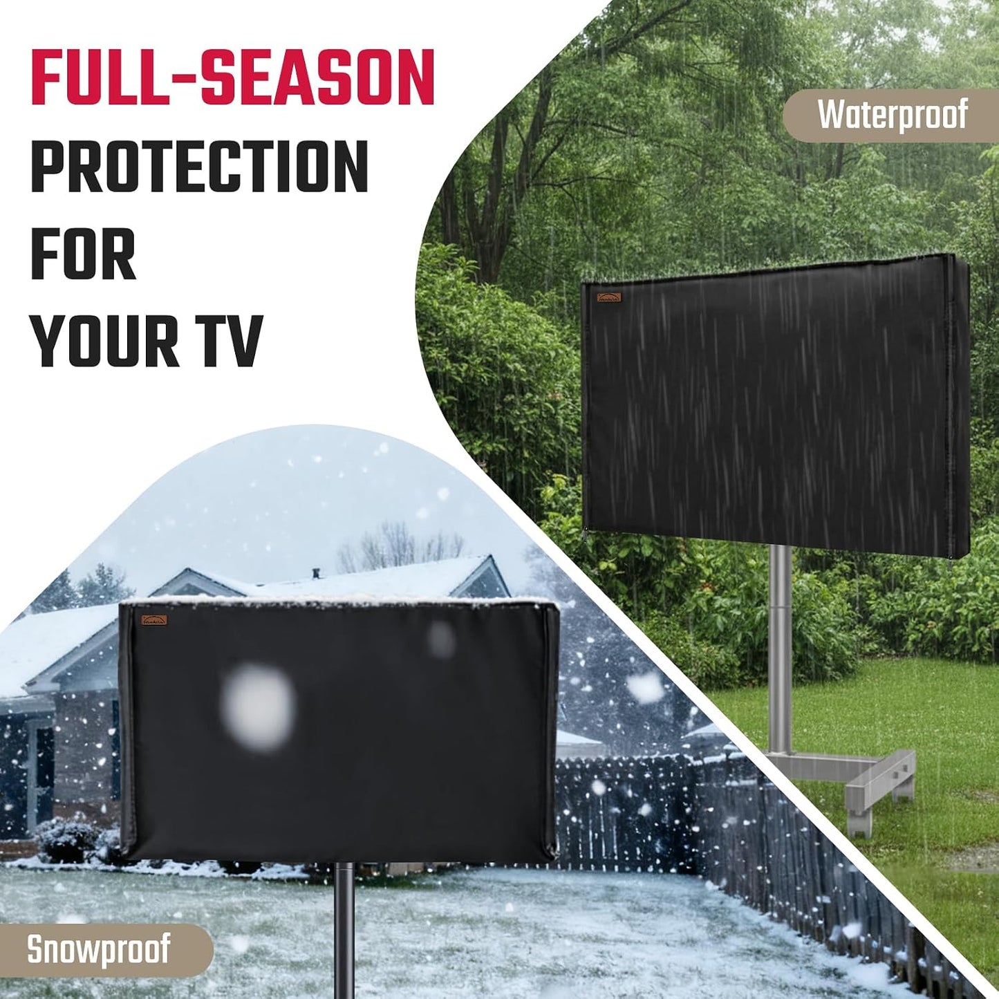 43" 600D Mobile Outdoor TV Stand Cover, Television Covers with Side Zipper for Rolling TV Stand, Weatherproof TV Screen