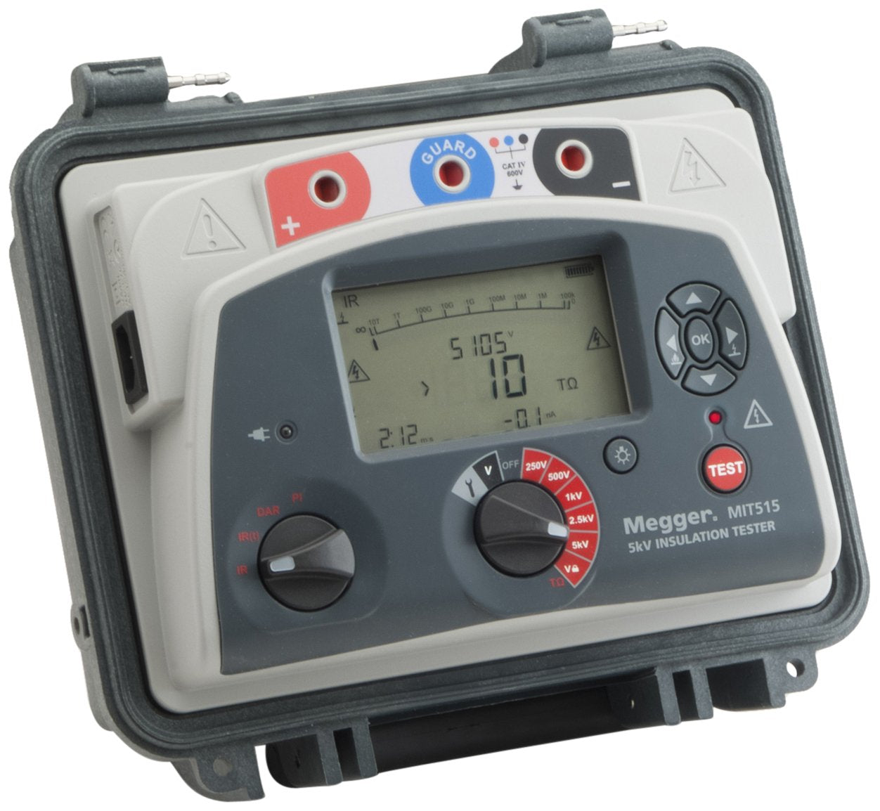 Megger MIT515-US Insulation Tester, 10 Teraohms Resistance, 5kV Multi-Range Test Voltage