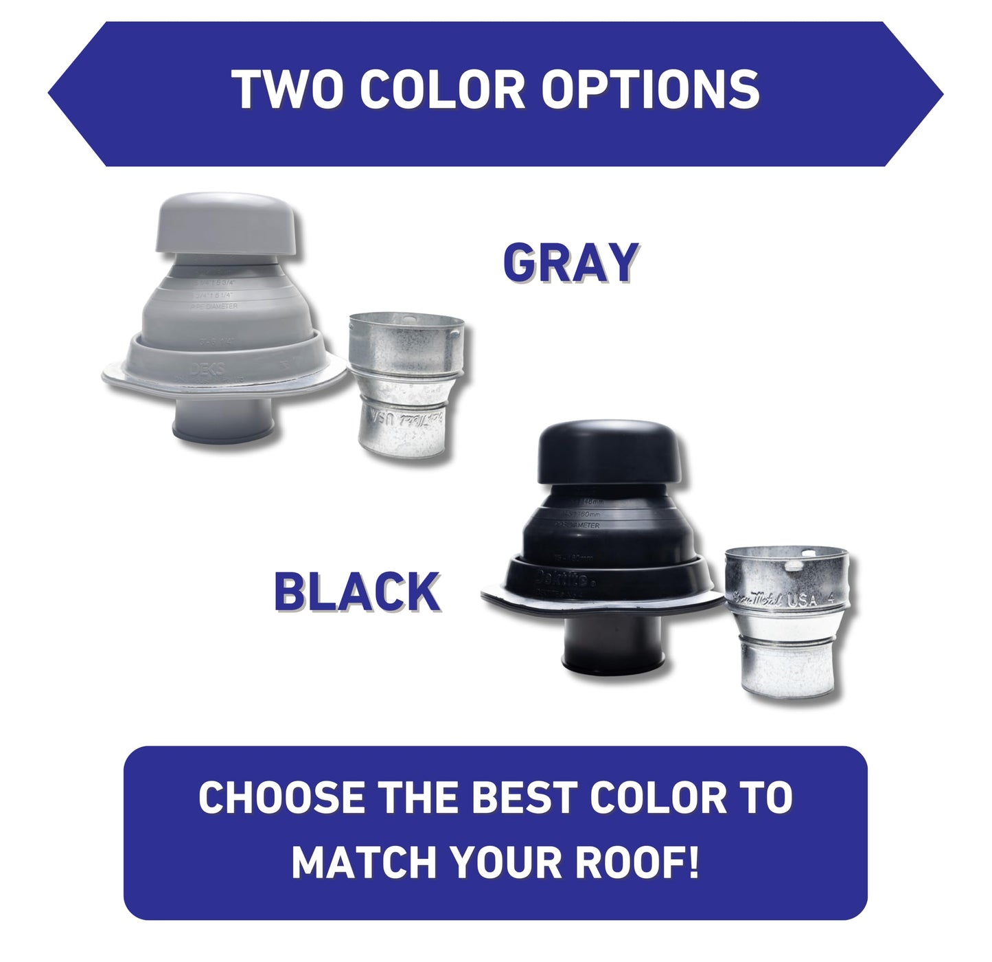 Covent Metal Roof Exhaust Fan Vent for 3"-4" Flex Hose Exhaust - Full Installation Kit and Adapter Included (Black)