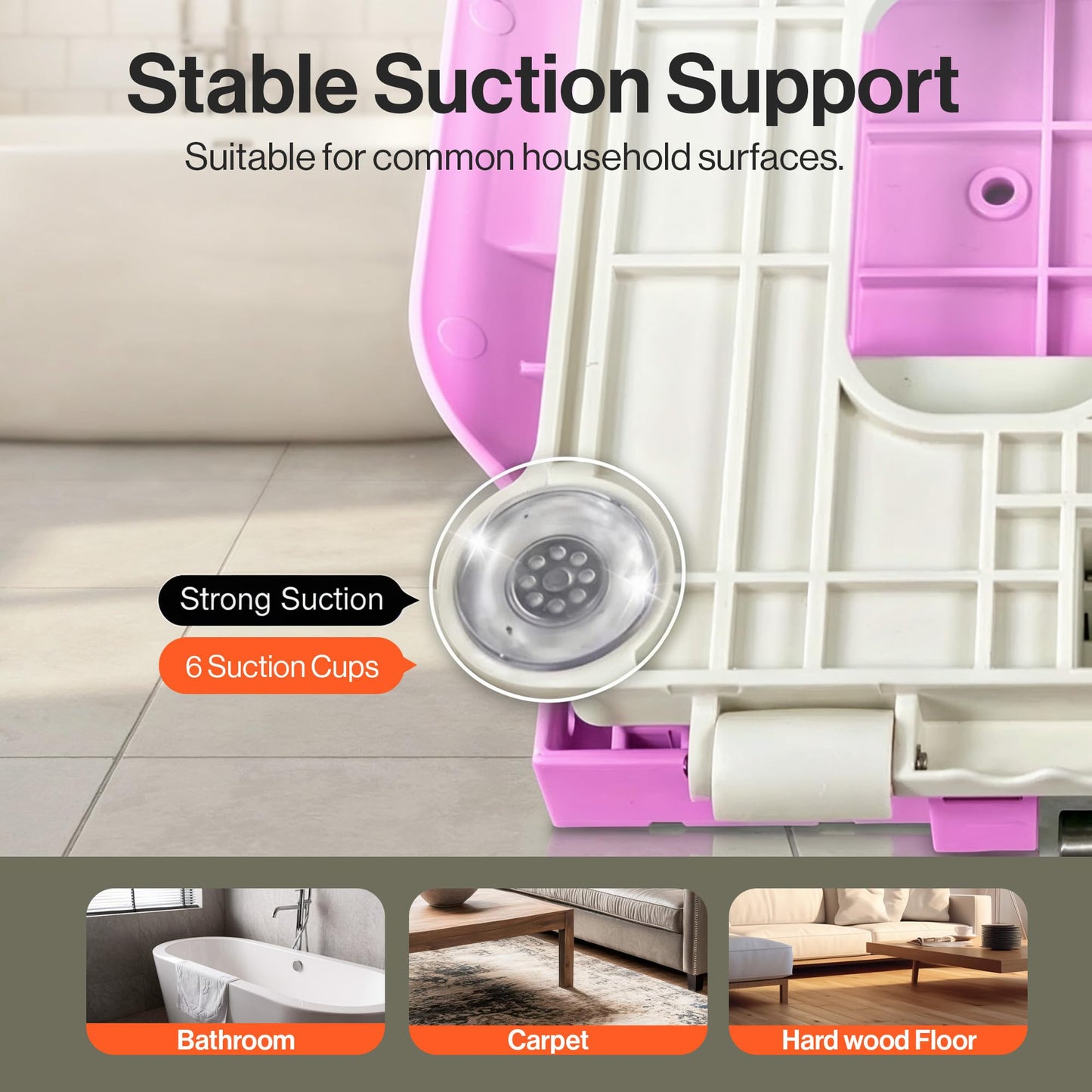 SuperHandy Portable Floor & Bath Lift - EVA Cushion, 26V 51.8Wh Battery, Lightweight 19 lbs, Foldable, 330 lb Capacity, IP68 Waterproof Lift for Seniors, Ergonomic Seat with Removable Panels (Pink)