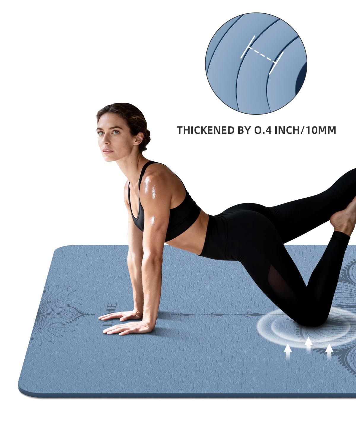 Large Yoga Mat (75.5"x47.6"x0.4"）Extra Wide & Thick 10mm, Non-Slip Exercise Mat, High-Density TPE Mat for Yoga Pilates & Home Gym Workouts