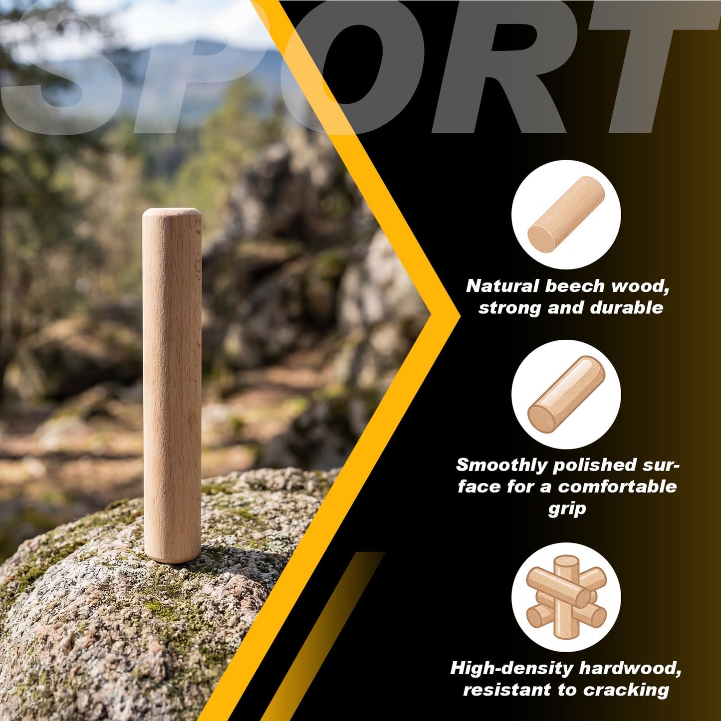 Qunclay 4 Pcs Climbing Hard Wood Pegs for Peg Boards, 6.5" in Length Oak Peg Board Climbing Holds for Body Building, Grip/core Strength and Endurance Training