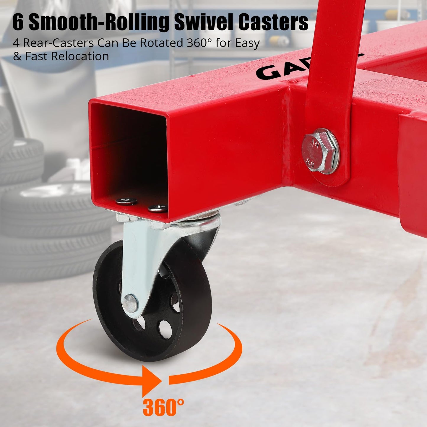 Garvee 2 Ton Engine Hoist, Folding Cherry Picker Hydraulic, 4400Lbs Heavy Duty with Lever & 6 Casters for Workshops Garage Warehouse