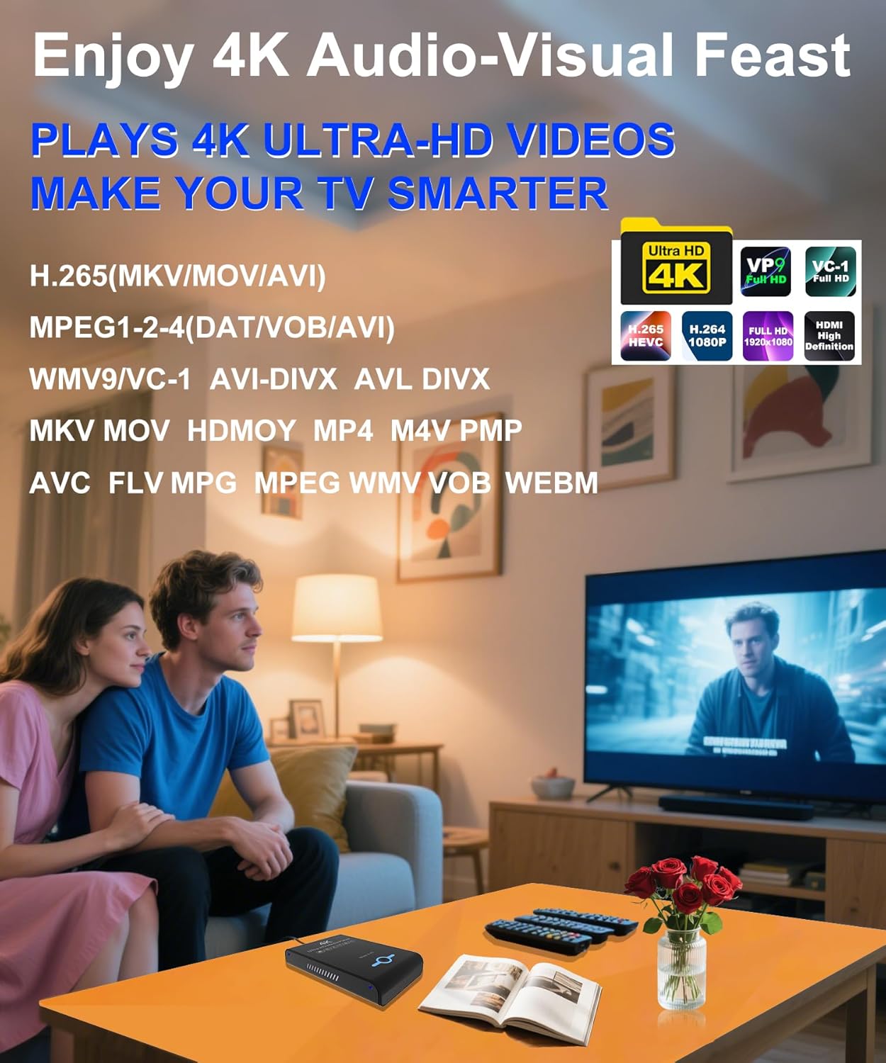 JLZNLC 4K 2-in-1,Digital H.265/HEVC H.264/AVC MP4 Videos,MP3 Card,4k Ultra HD Media Player & HDD Enclosure Signage
