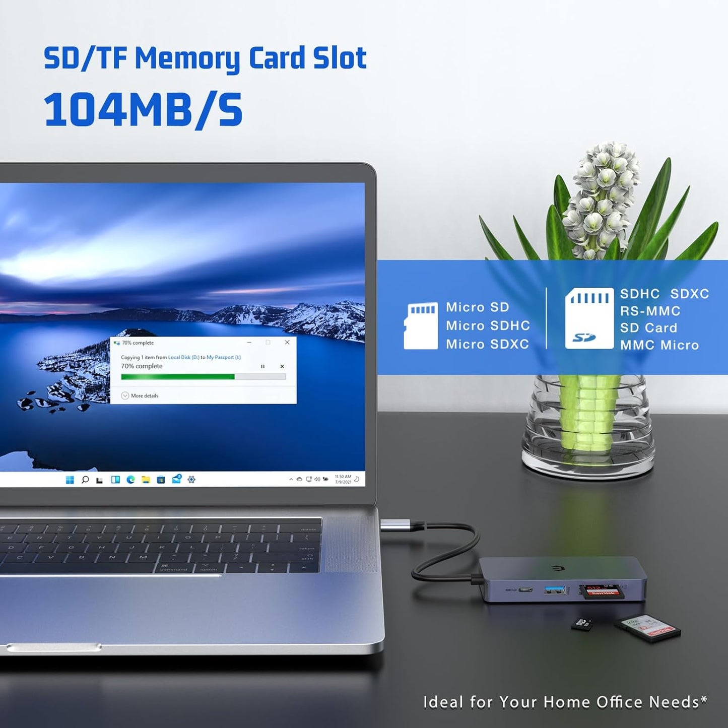 Tiergrade 7-in-1 4K 100W 3 3.0, USB C Hub Multiport Adapter, USB C Docking Station with HDMI, Power Delivery, USB-A SD