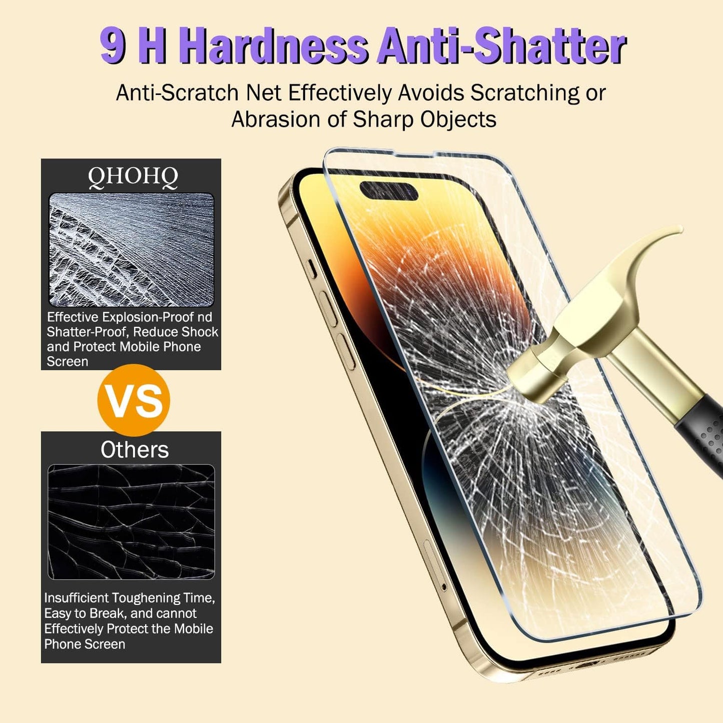 3 Pack 14 6.1 Inch 3 Pack 9H QHOHQ Screen Protector for iPhone Pro with Tempered Glass Camera Lens Protector, Ultra HD