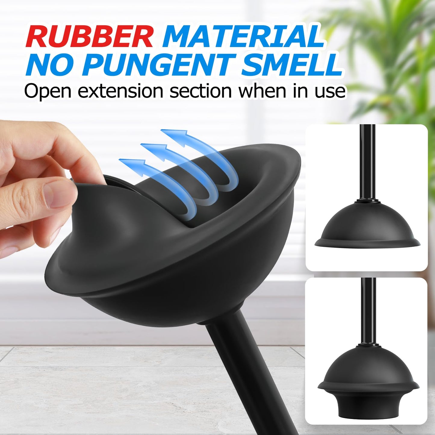 FORASTO 2 in 1 Toilet Plunger and Brush Set，Extended Handle Plunger，Toilet Bowl Brush Plunger Set, Bathroom Cleaning Tools ，Toilet Brush Plunger Combo，Cleaning Brush，Bathroom Cleaning Supplies