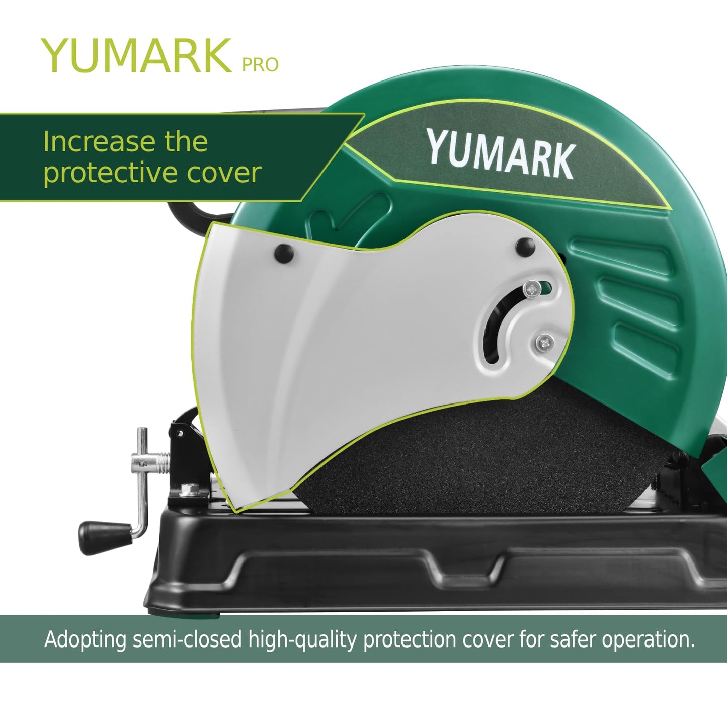 Yumark Abrasive Chop Saw, 2400W 3800RPM Steel Cutting Machine, 45° Adjustable Angle Metal Cutting Saw with 14in Blade for Cutting Rebar, Angle Steel, Hollow Pipe