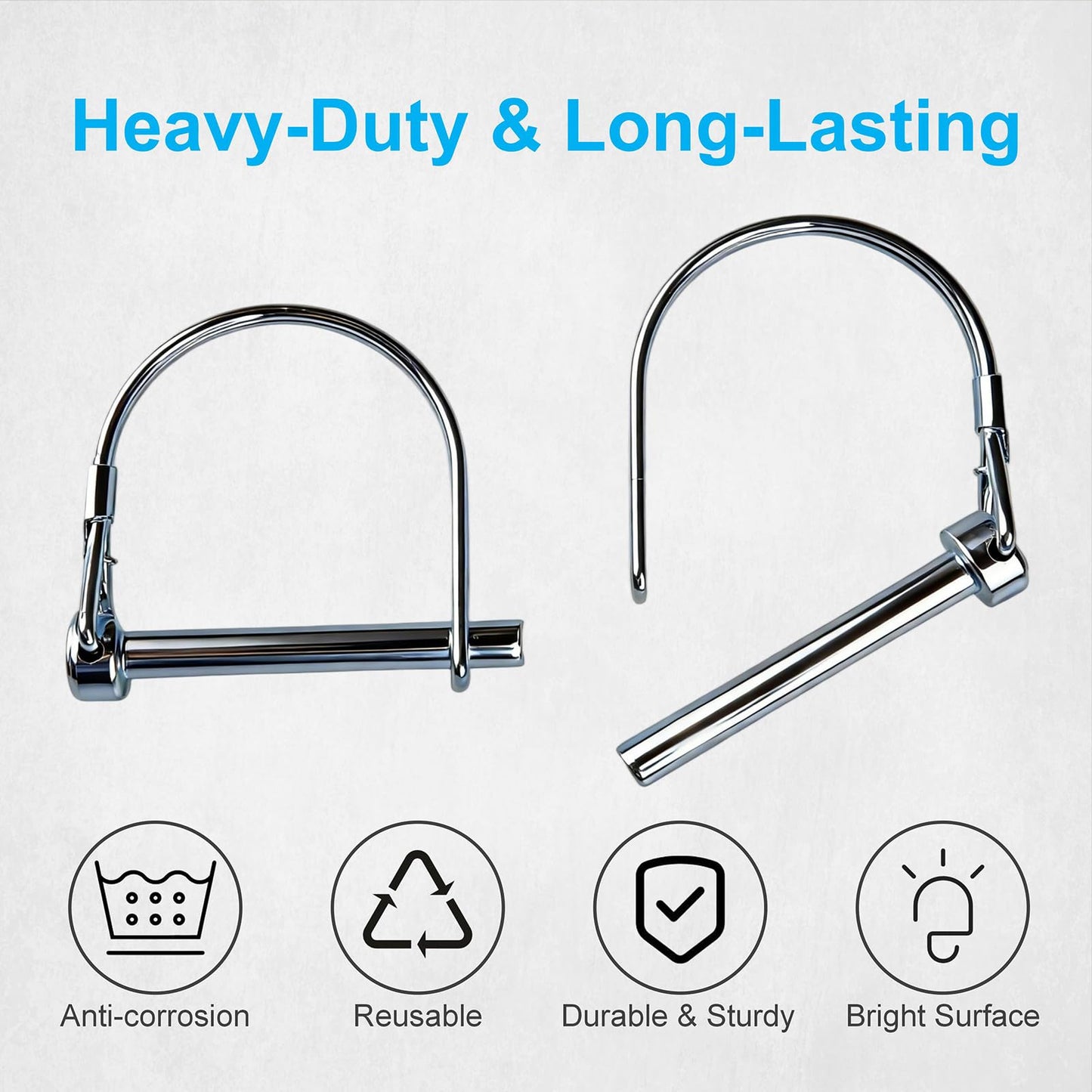10 Pack, NRJSSCC Trailer Coupler Pin and Locking Pin, 2-1/8"x1/4" Trailer Hitch Pin, Heavy Duty Shaft Locking and Wire Lock Pins, Hardware Pins for Farm Trailers, Towing, Lawn Garden, Carbon Steel