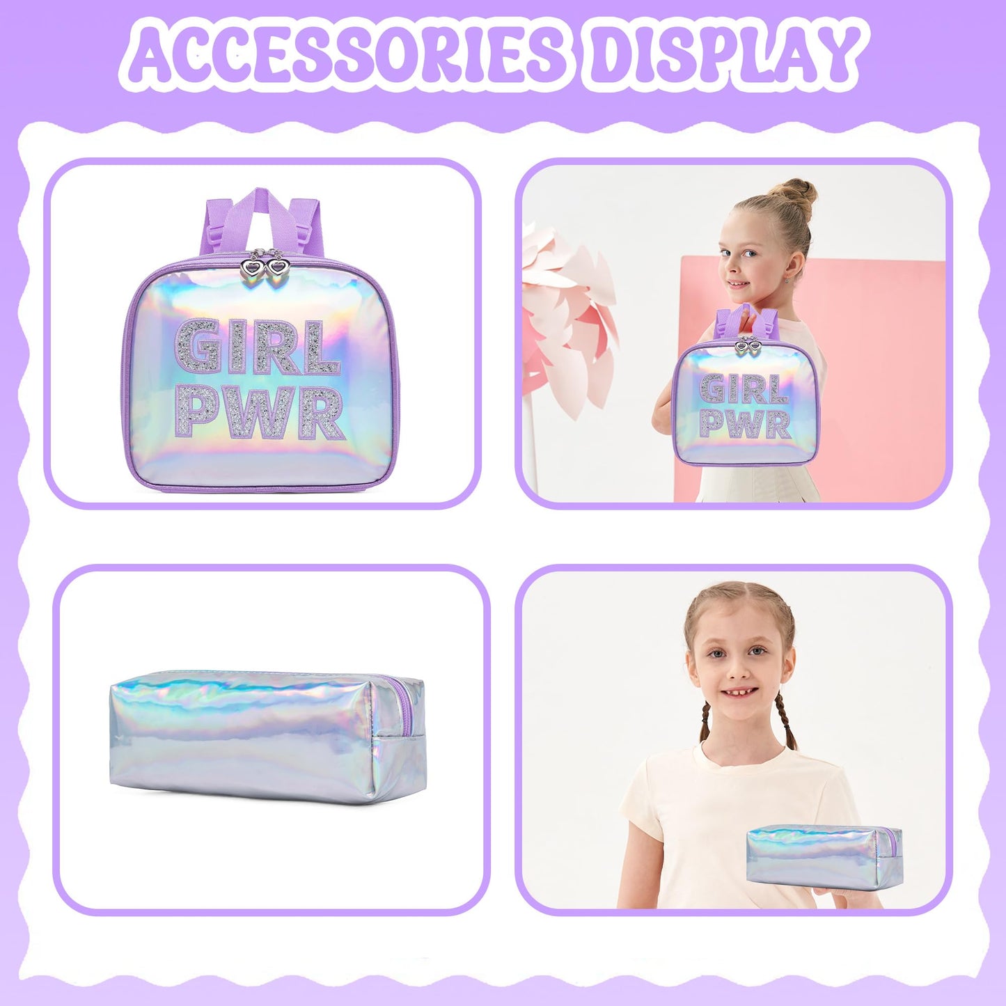 Meetbelify Rolling Backpack for Girls Backpack with Wheels for Elementary Student Kids School Bag with Lunch Box Pencil Case for Girls Ages 6-8 Years Old