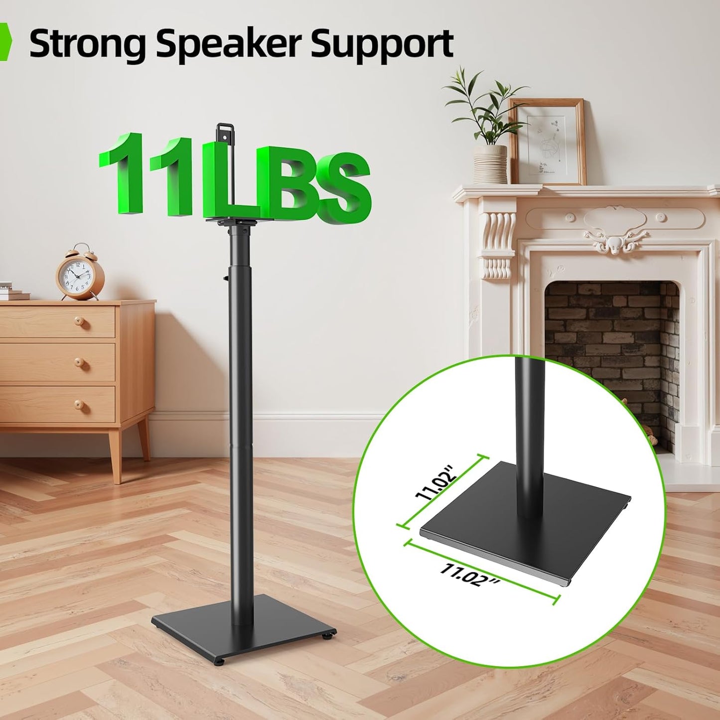 USX MOUNT Bookshelf Speaker Stands - Height Adjustable 32-42 Inch for Surround Sound Speakers | Max Load 11 lbs