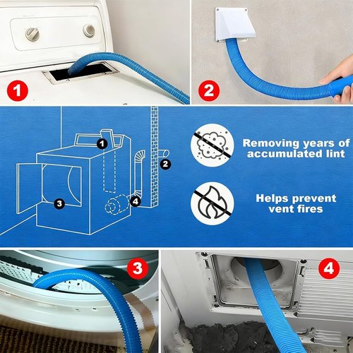 2026 Upgraded Dryer Lint Vac Attachment - Universal Vacuum Cleaner Kit for Deep Cleaning Ducts & Lint Removal